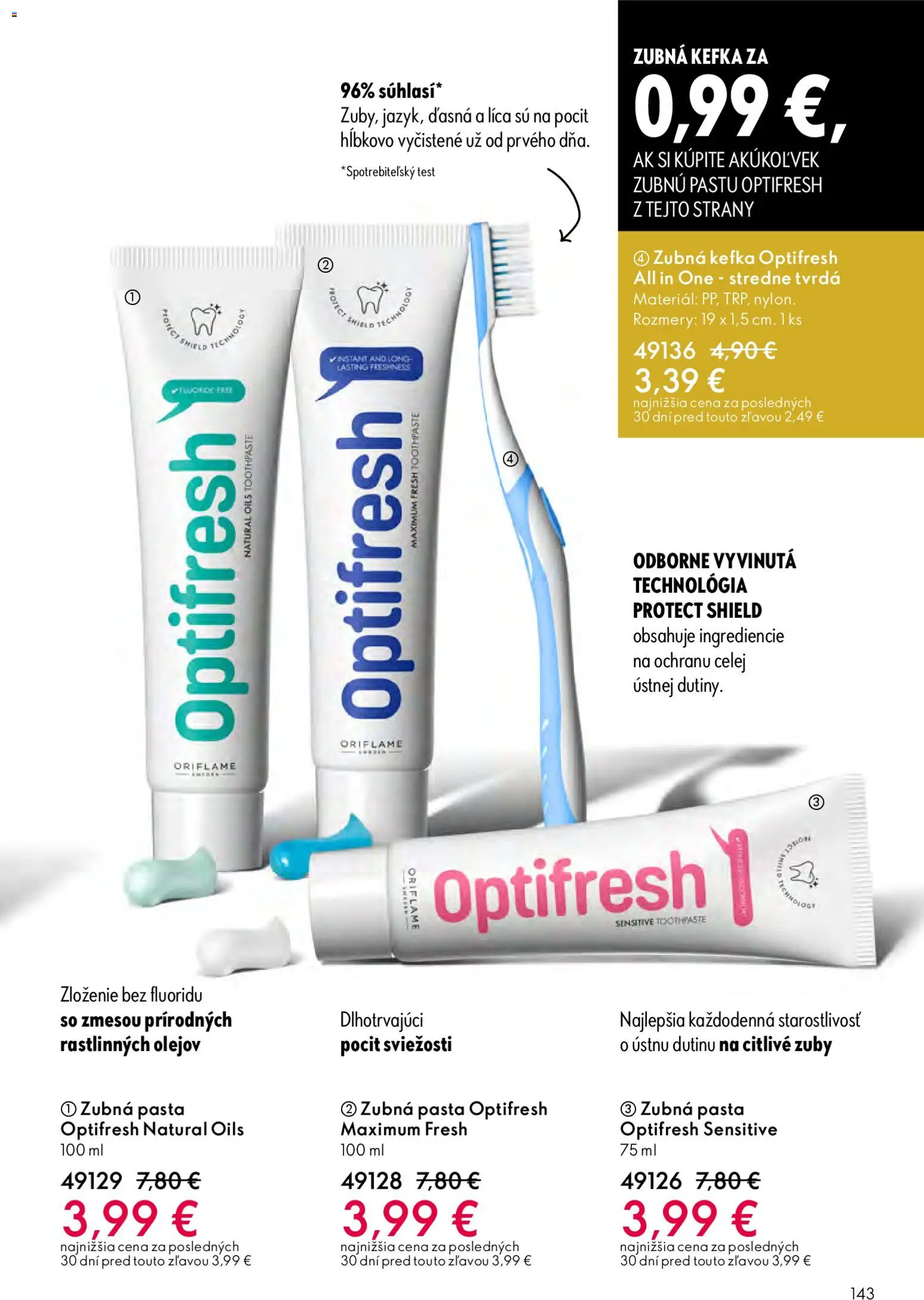 Nové Oriflame akcie – leták je platný od 25.03.2026 | Strana: 143 | Produkty: Zubná kefka, Zubná pasta