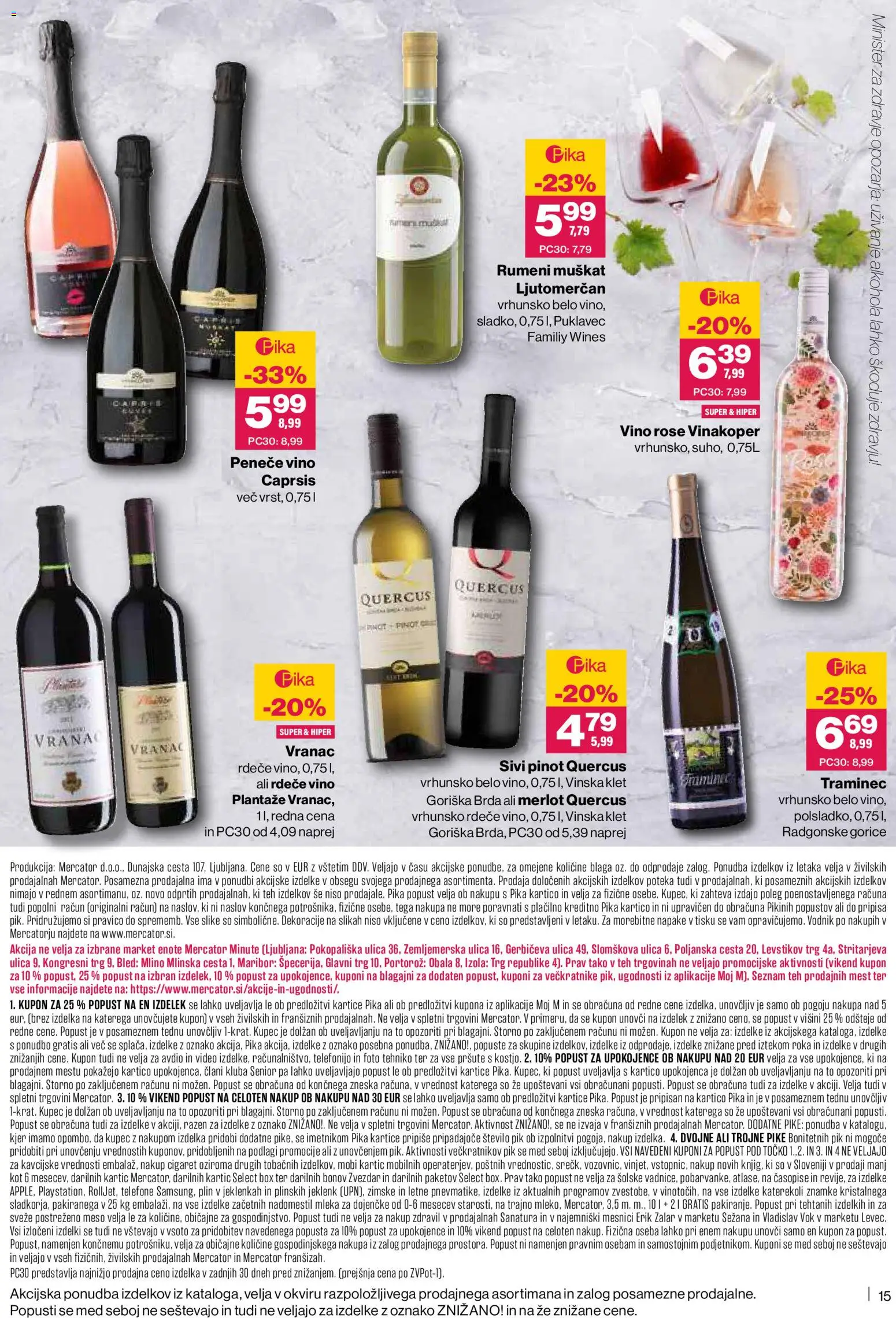 Novi Mercator katalog ponudbe – veljaven od 20.11.2025 | Stran: 15 | Izdelki: Video, Vino