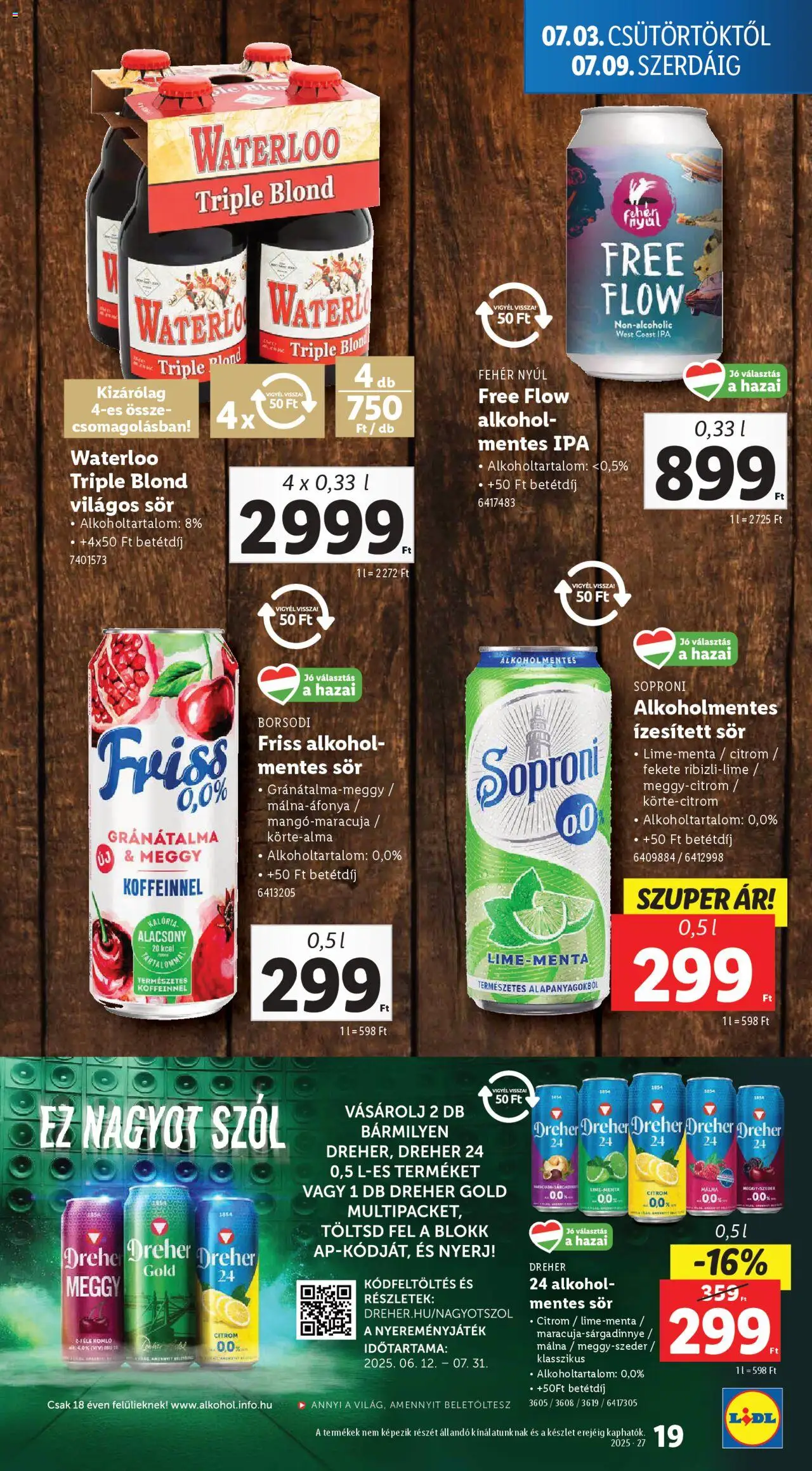 Lidl akciós ujság - amely érvényes a következő dátumtól: 03.07.2025 | Oldal: 19 | Termékek: Málna, Alkohol, Gránátalma, Sör