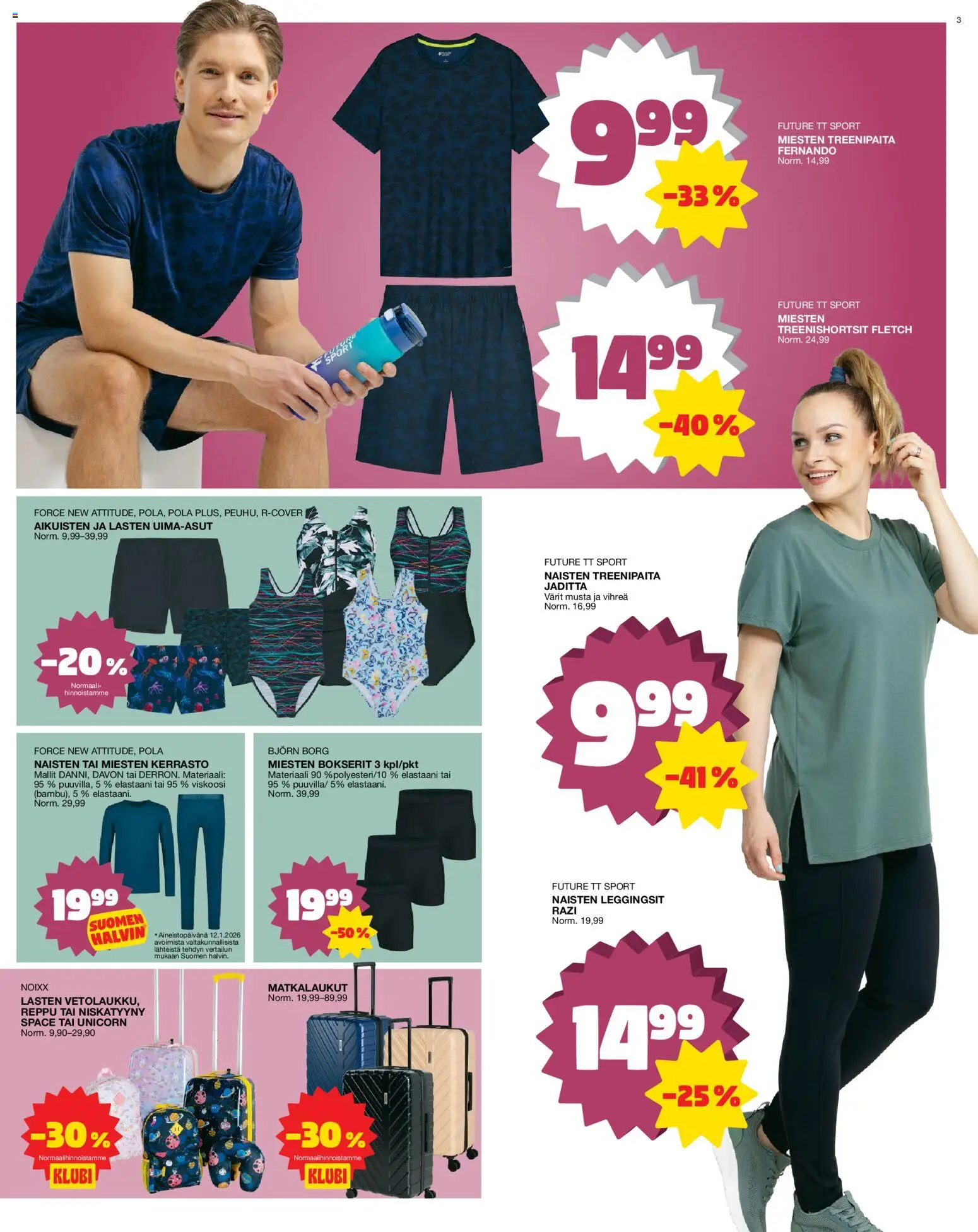 Tokmanni tarjoukset – voimassa 26.01.2026 alkaen | Sivu: 3 | Tuotteet: Niskatyyny, Leggingsit, Bokserit, Reppu