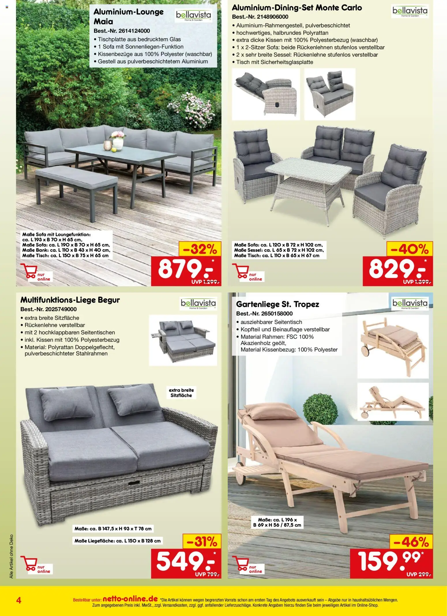 Netto Marken-Discount Online-Angebote März – gültig ab 01.03.2026 | Seite: 4 | Produkte: Kissen, Sofa, Sessel, Tisch