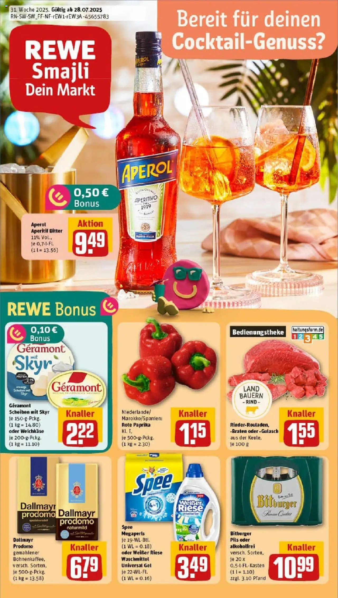 Rewe prospekt Mössingen	 - gültig ab dem 27.07.2025 | Seite: 1 | Produkte: Dallmayr, Spee, Waschmittel, Aperol