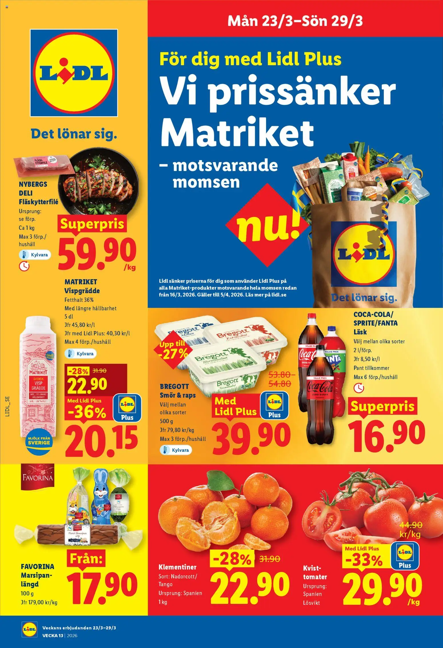 Lidl reklamblad aktuell från 23.03.2026 | Sida: 1 | Produkter: Visp, Galler, Mjölk, Grädde