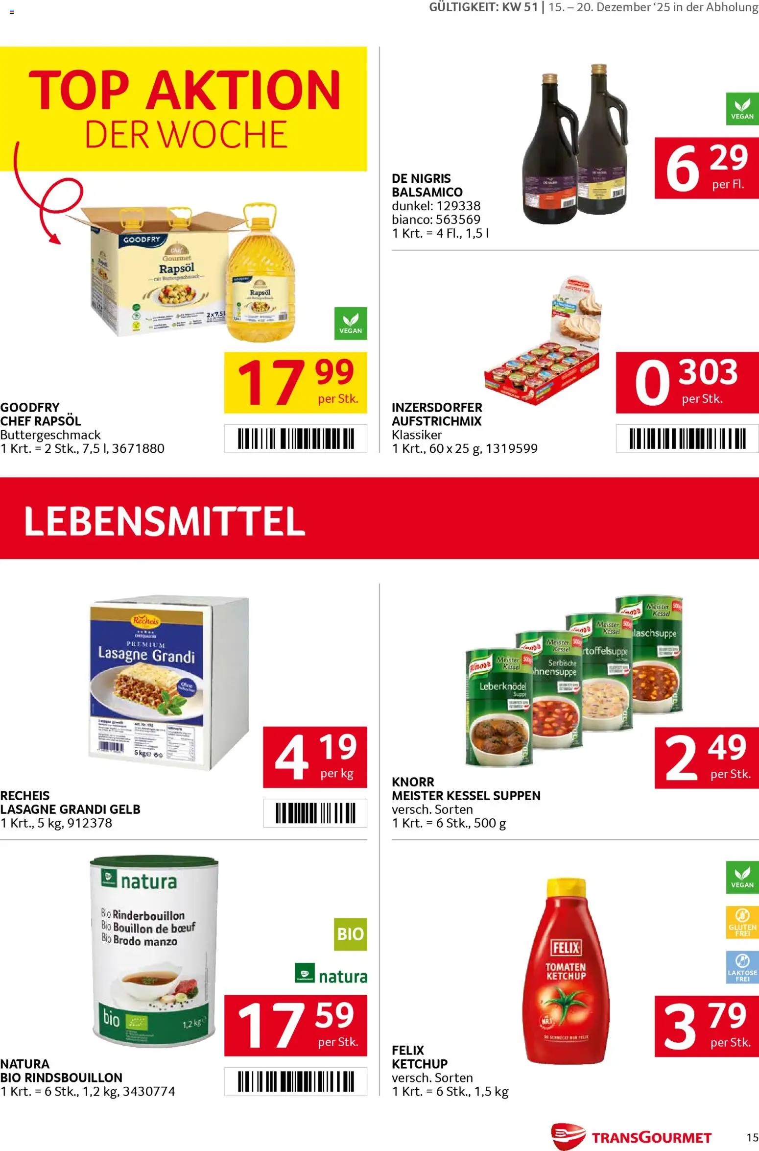 Transgourmet Flugblatt gültig ab 15.12.2025 | Seite: 14 | Produkte: Ketchup, Libacomb, Tomaten