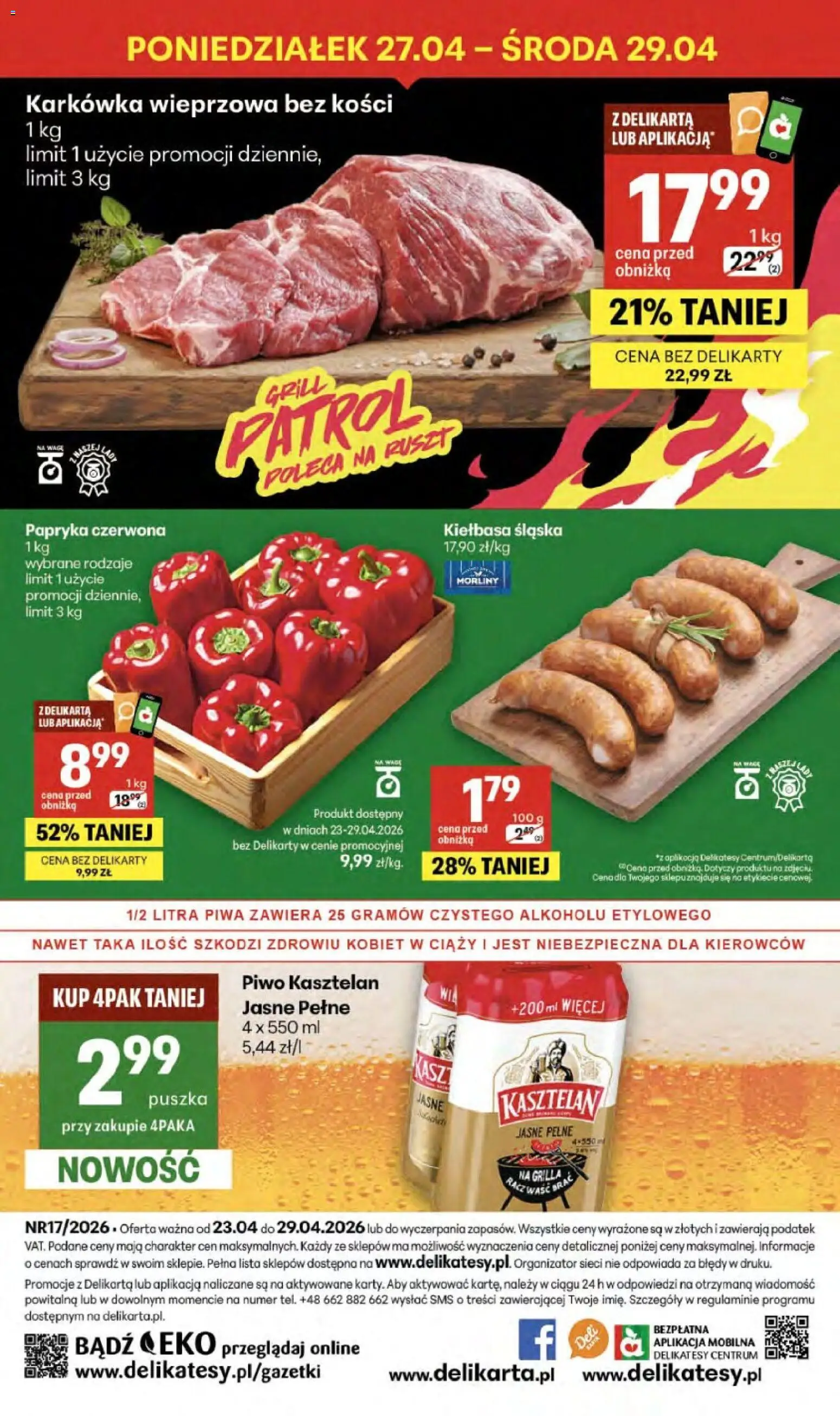Delikatesy Centrum gazetka od 23.04.2026 | Strona: 40 | Produkty: Karkówka, Papryka, Delikatesy, Kiełbasa śląska