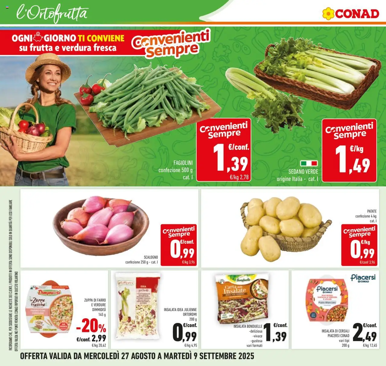 Volantino Conad del 27.08.2025 | Pagina: 6 | Prodotti: Cereali, Insalata, Sedano, Farro