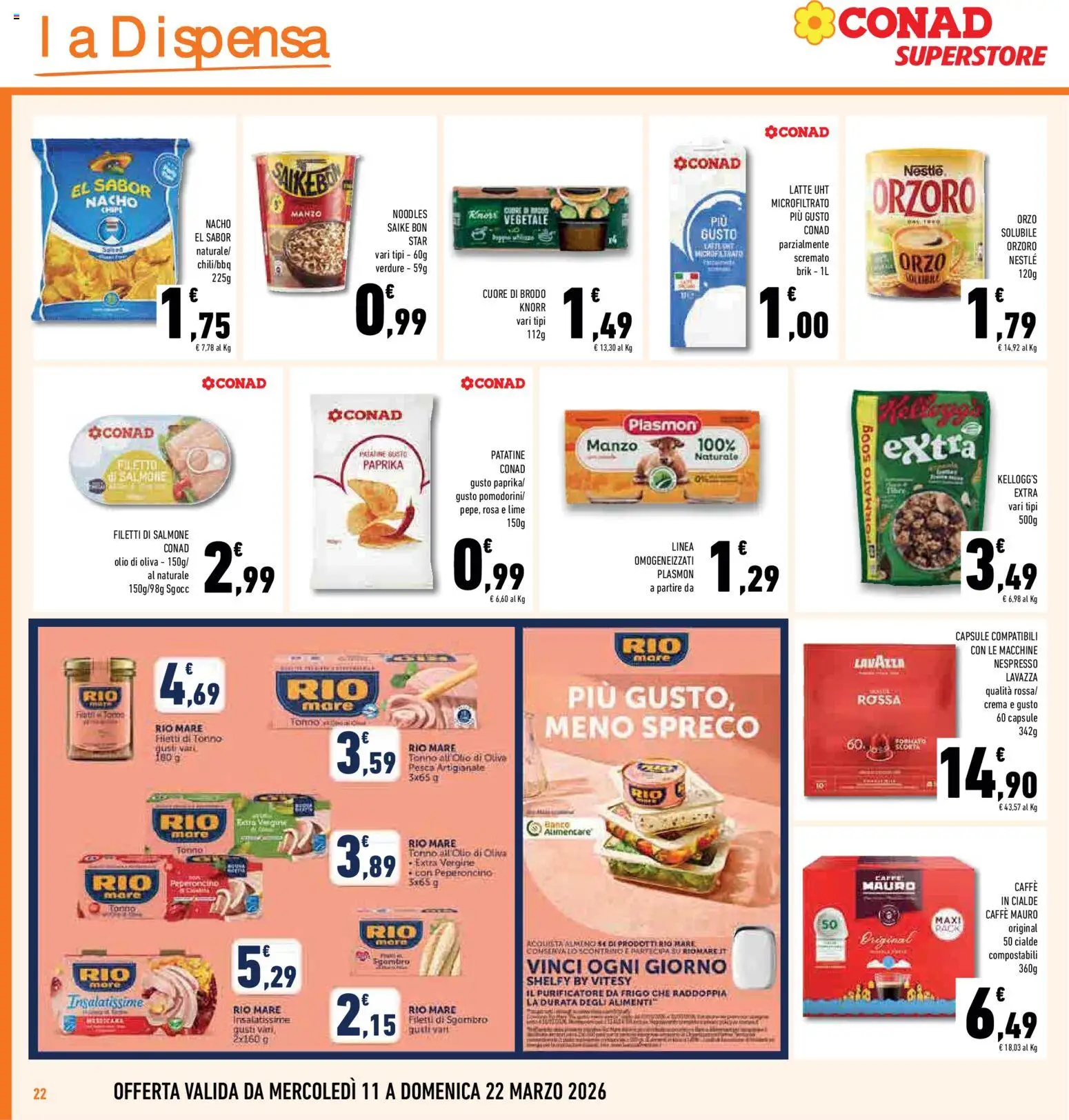 Volantino Conad del 11.03.2026 | Pagina: 22 | Prodotti: Crema, Verdure, Olio, Sgombro