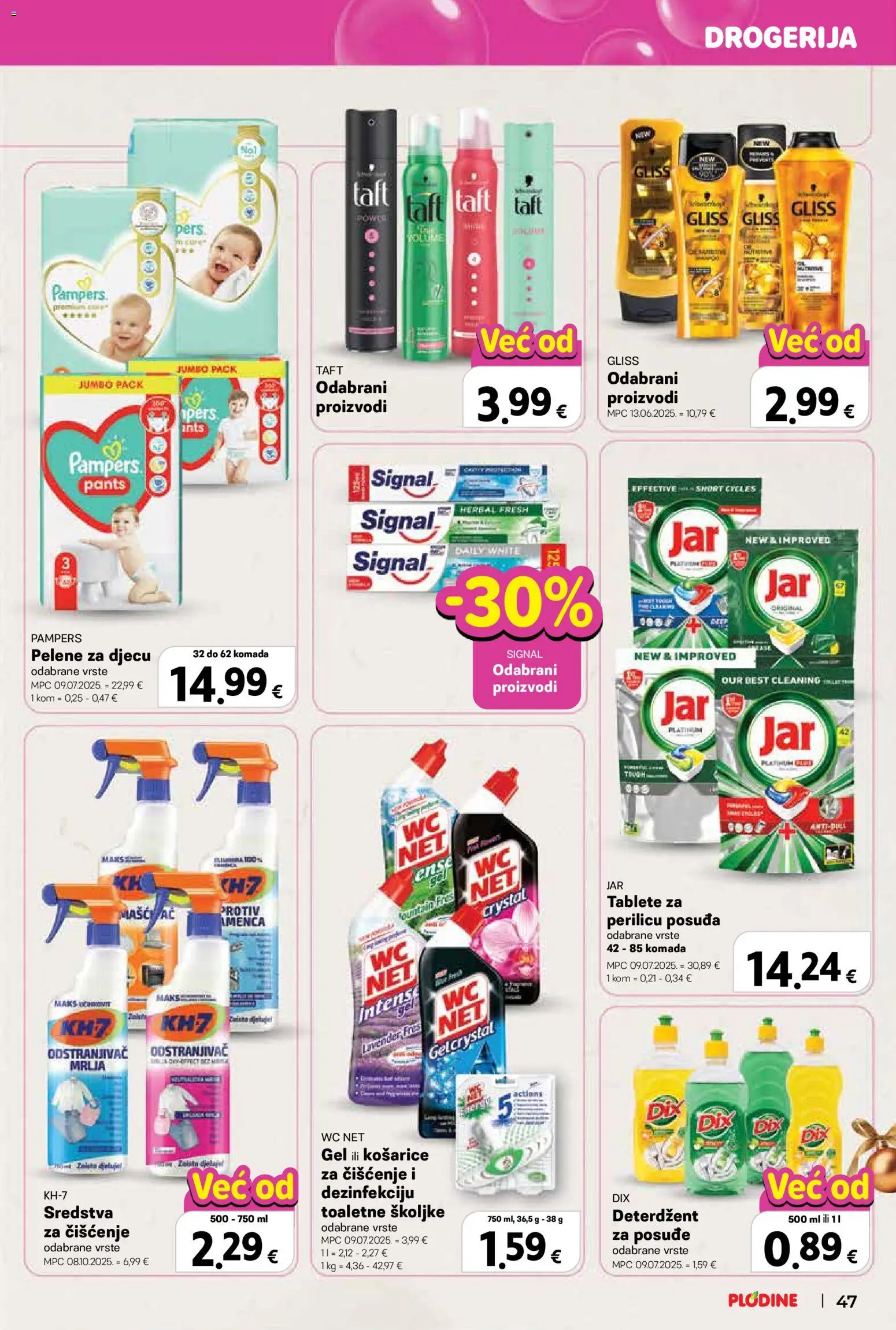 Plodine katalog | vrijedi od 17.12.2025 | Stranica: 47 | Proizvodi: Pelene, Deterdžent, Pampers, WC Net
