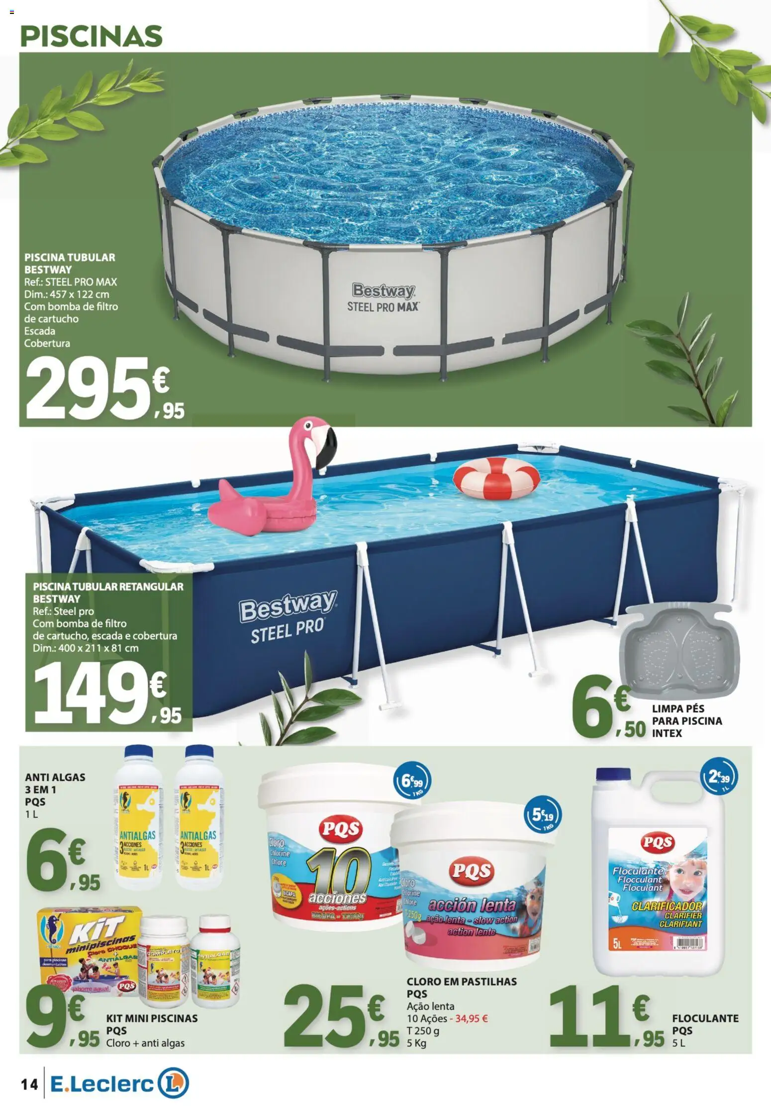 E.Leclerc Especial Ar Livre │ válido de 28.04.2026 | Página: 14 | Produtos: Piscina, Escada, Lente, Piscinas