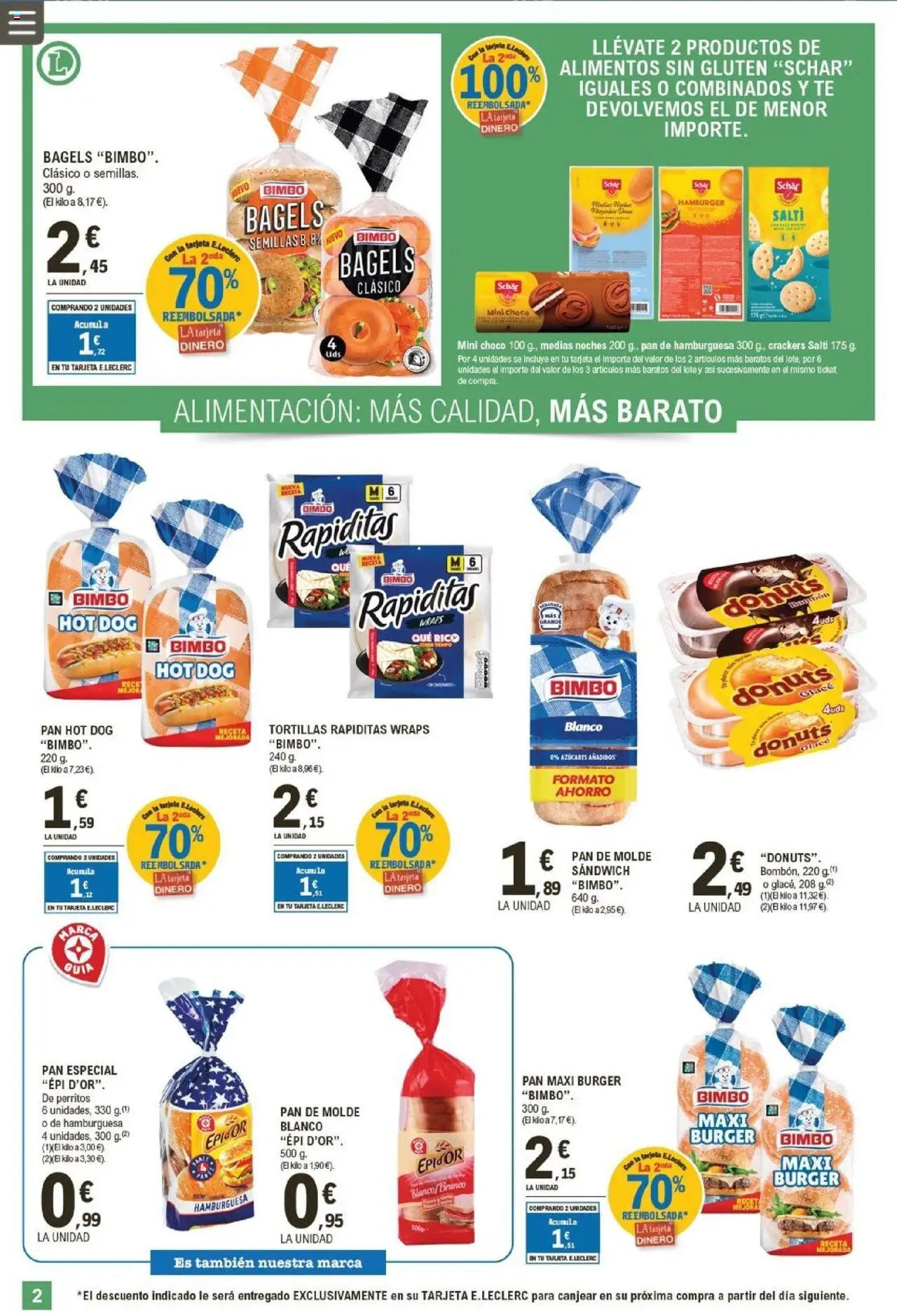 E.Leclerc folleto │ válido desde el 13.08.2025 | Página: 2 | Productos: Pan, Té, Pan de molde, Donuts