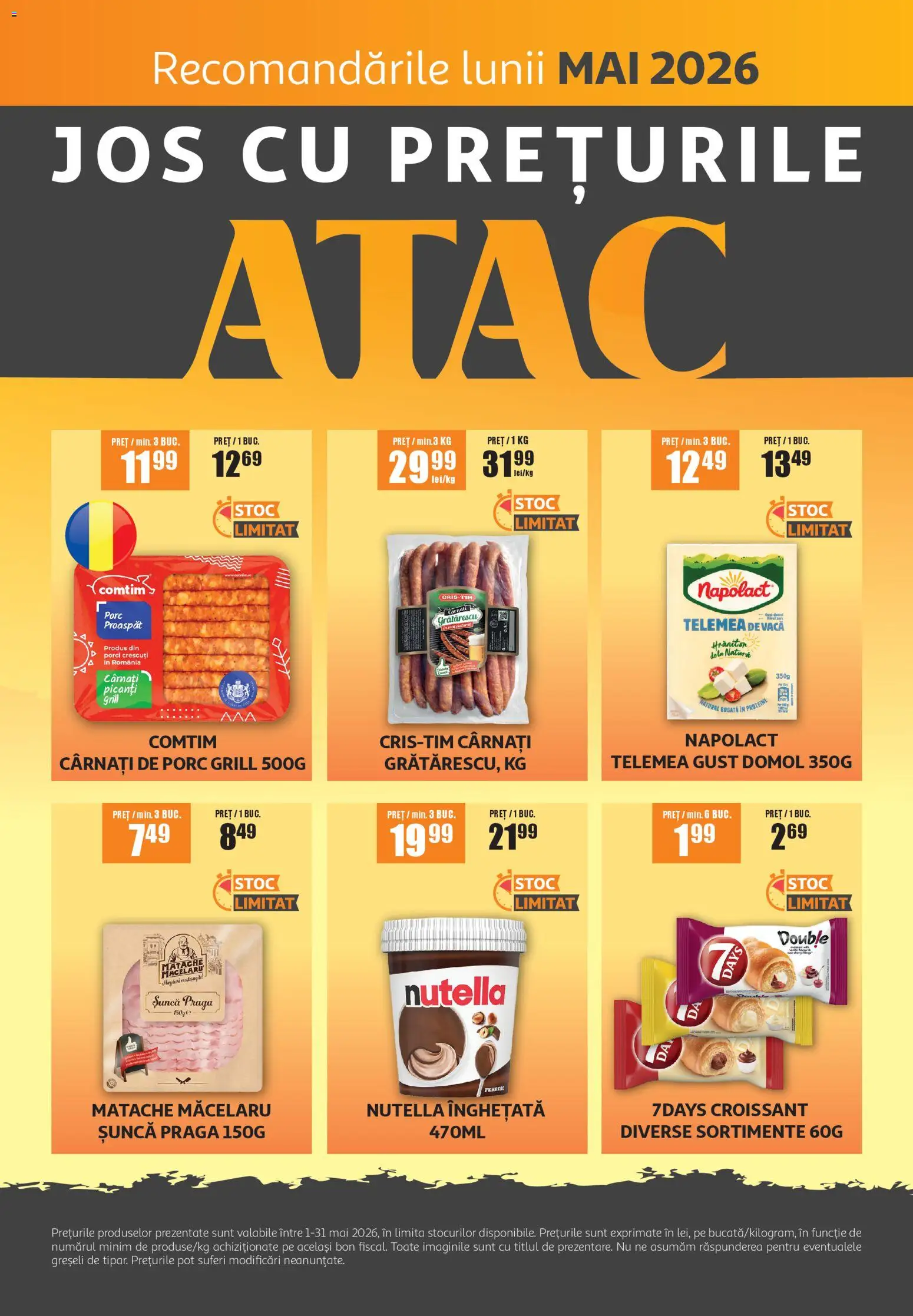 Noul catalog ATAC – valabil de la 01.05.2026 | Pagină: 1 | Produse: Masaüstü kılıfı, Grill, Soda, Cârnați