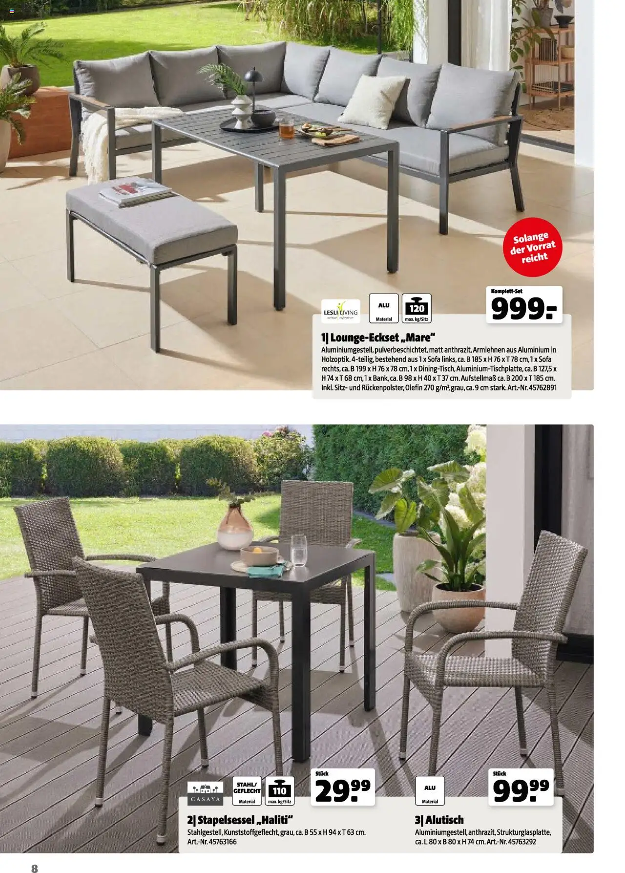 Hagebau Gartenkatalog 2025 gültig ab 05.03.2025 | Seite: 8 | Produkte: Sofa, Sessel, Tisch