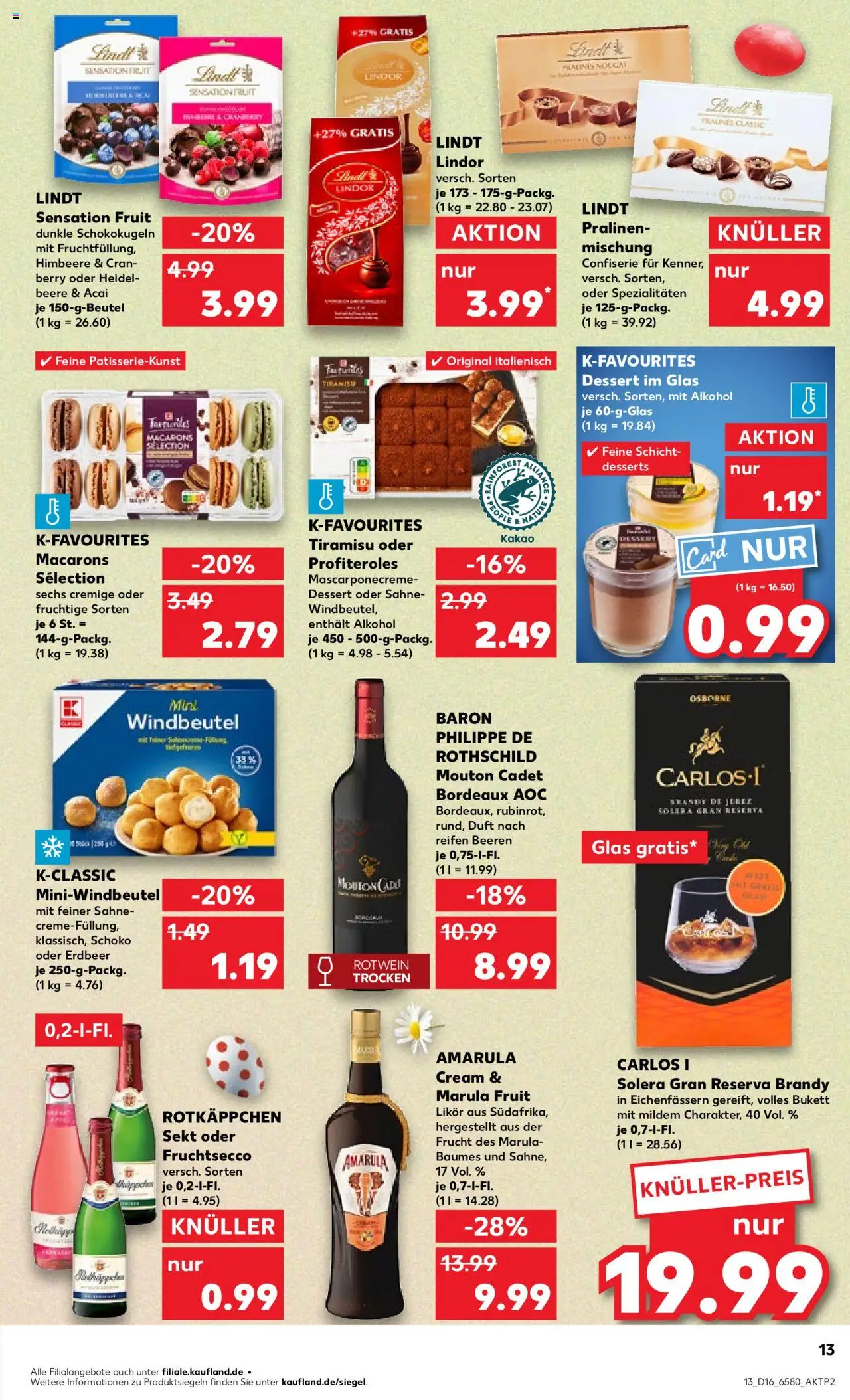 Kaufland - Hamburg, Bergedorfer Straße 106 - gültig ab dem 17.04.2025 | Seite: 13 | Produkte: Rotkappchen sekt, Osborne, Fruchtsecco, Lindt
