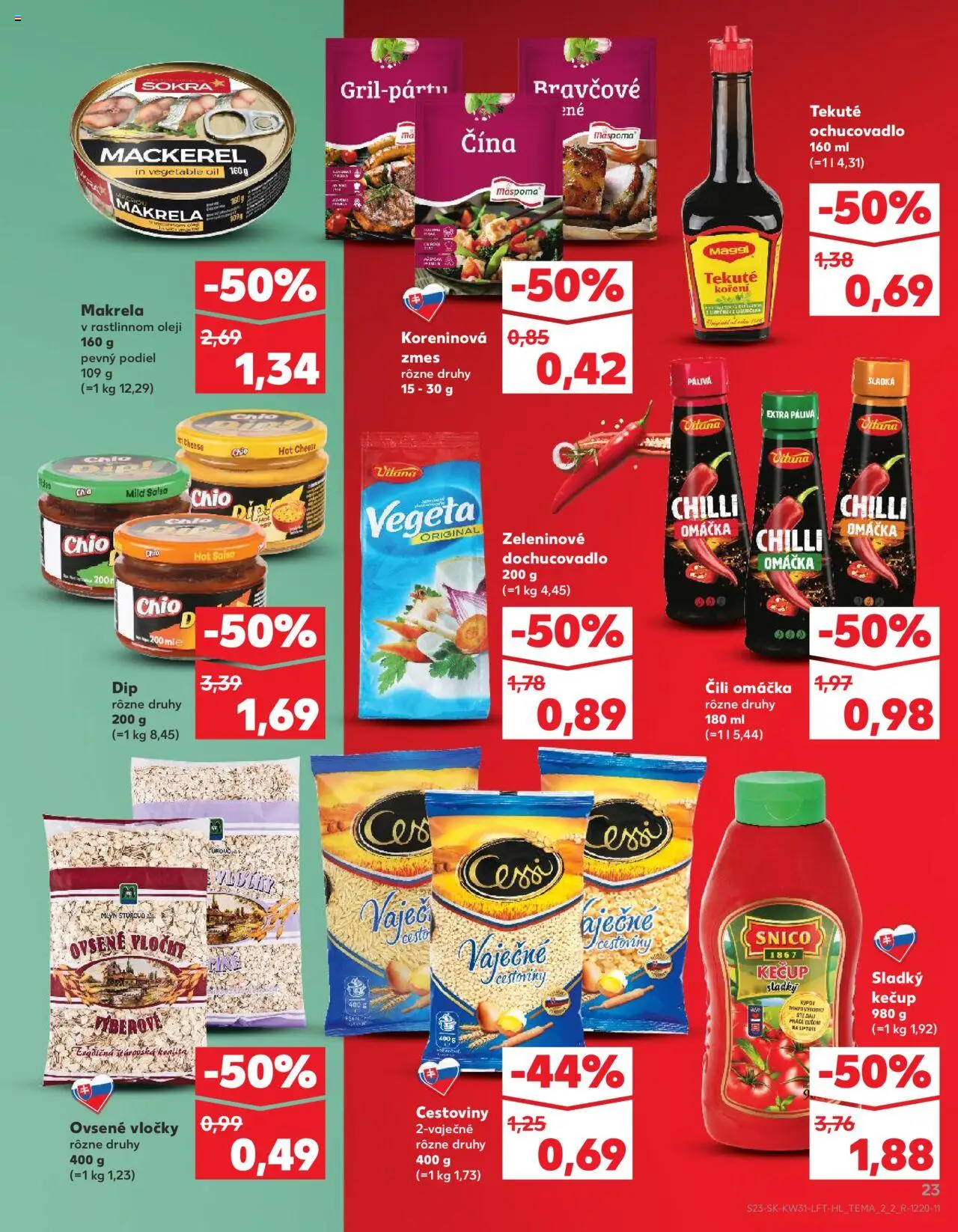 Kaufland SK akciós ujság - amely érvényes a következő dátumtól: 31.07.2025 | Oldal: 23 | Termékek: Vegeta, Makréla