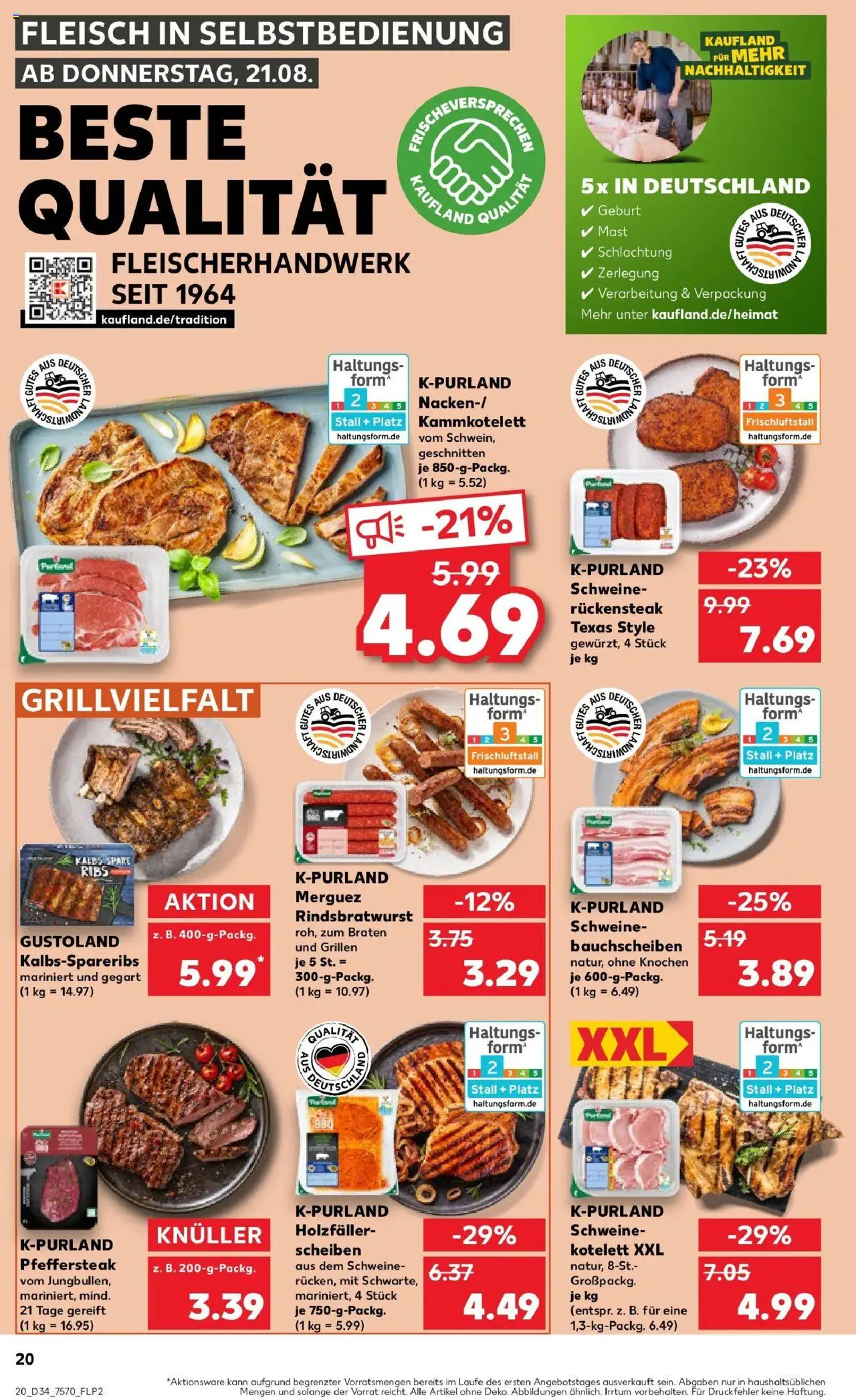 Kaufland prospekt Krefeld	 - gültig ab dem 21.08.2025 | Seite: 20 | Produkte: Spare ribs, Steak, Fleisch