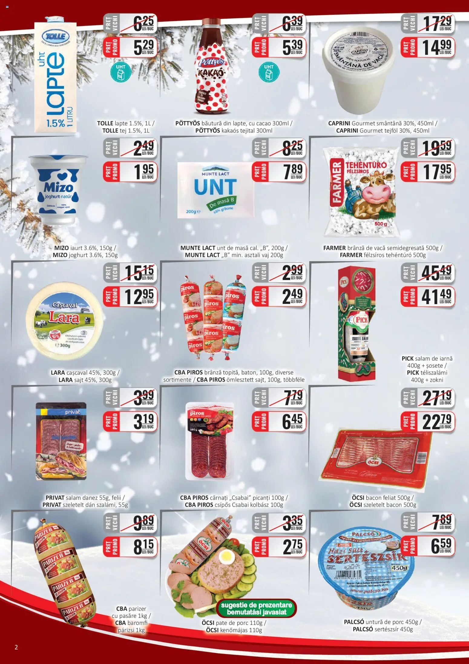 Noul catalog CBA – valabil de la 01.02.2026 | Pagină: 2 | Produse: Cașcaval, Parizer, Cacao, Cârnați