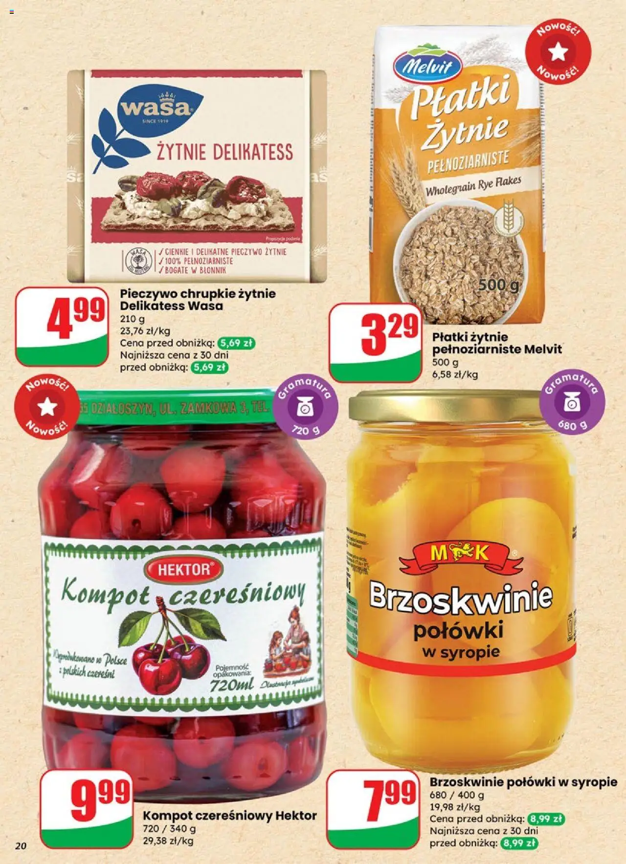 Dino Gazetka od 17.09.2025 | Strona: 20 | Produkty: Pieczywo, Pieczywo chrupkie, Brzoskwinie, Płatki