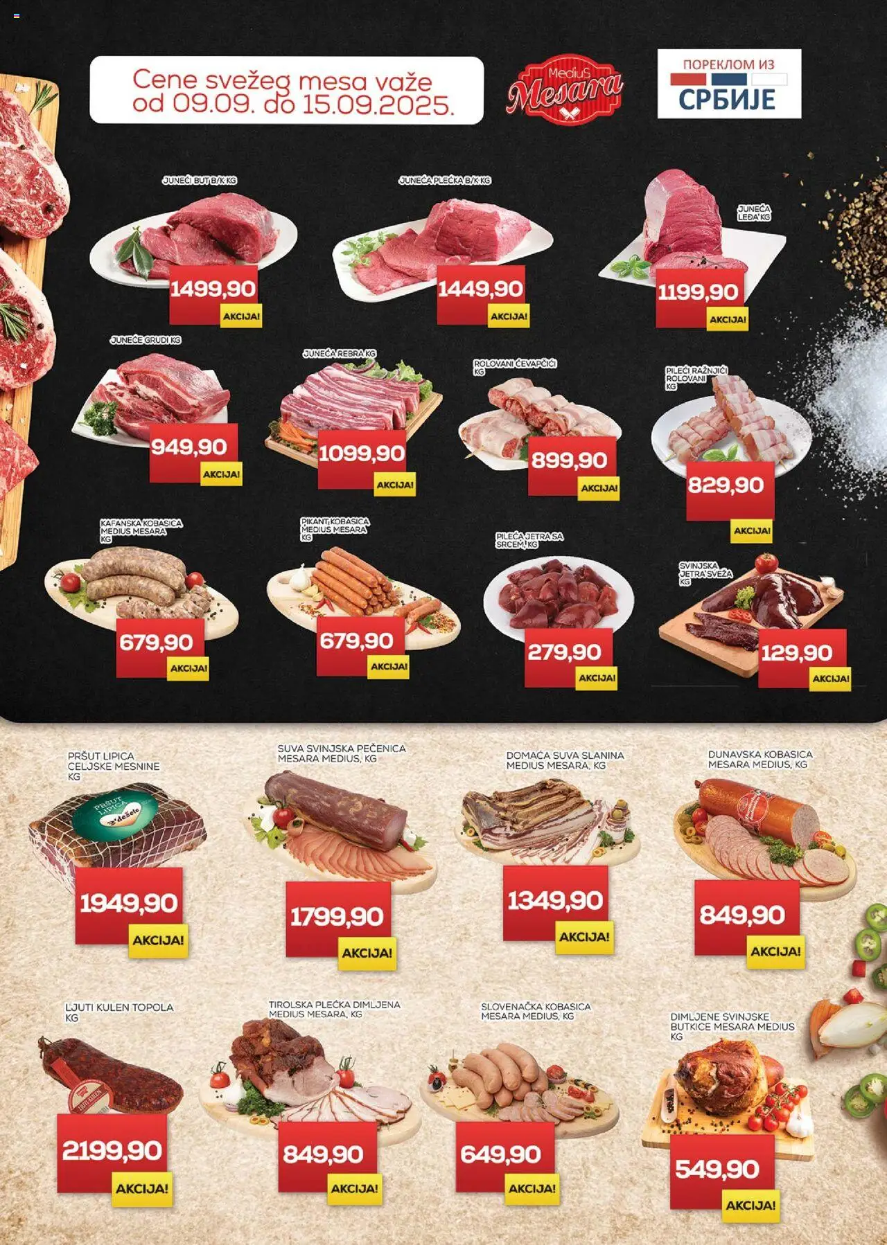 Medius katalog - važi od 09.09.2025 | Strana: 2 | Proizvode: Juneći but, Pršut, Kulen, Kobasica