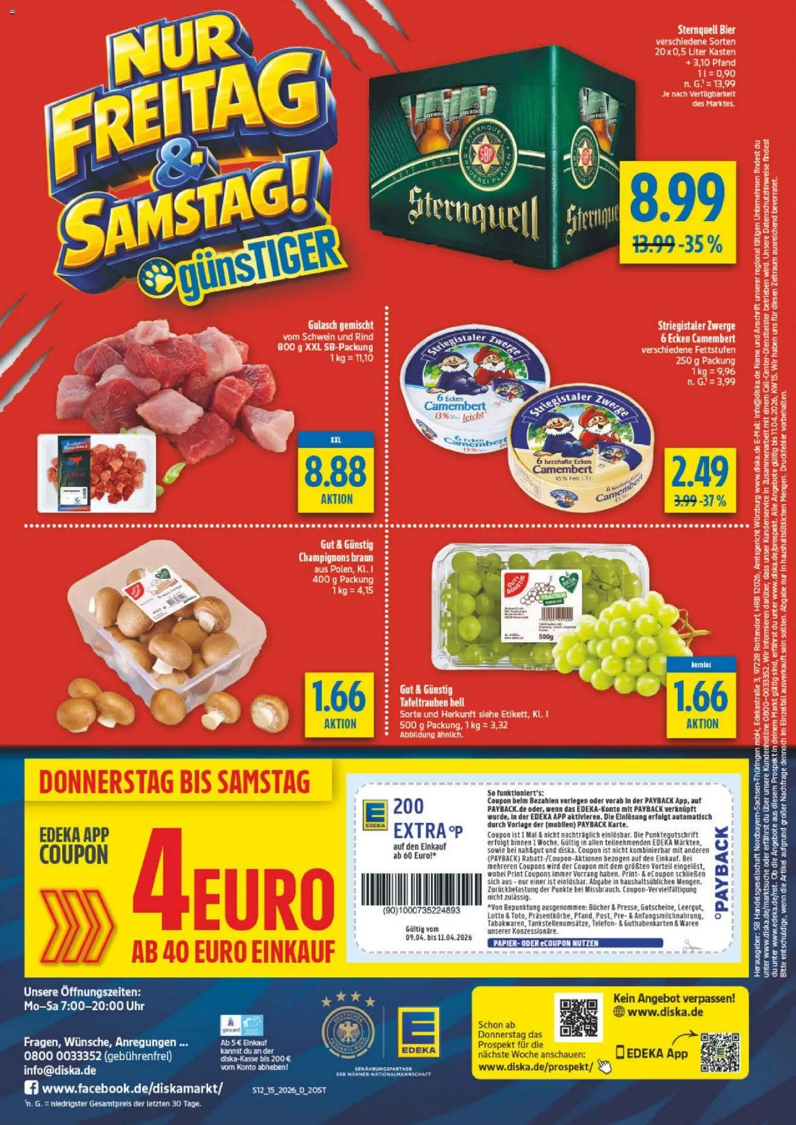 Diska - Diska Angebote Sachsen-Thüringen KW15 – gültig ab 07.04.2026 | Seite: 12 | Produkte: Bier, Gulasch, Telefon, Uhr