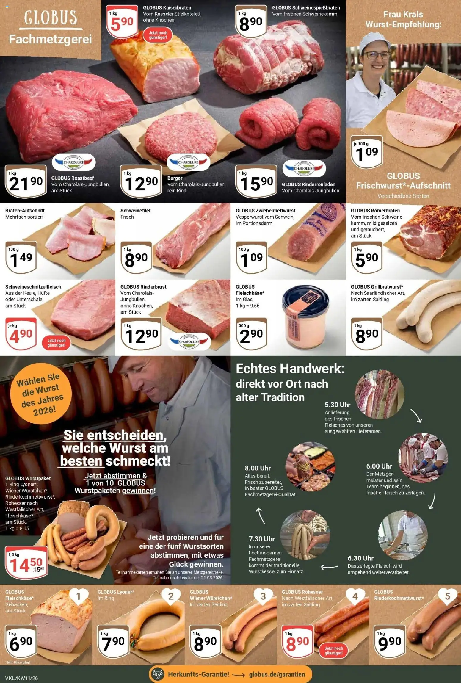 Globus prospekt Völklingen	 – gültig ab 09.03.2026 | Seite: 8 | Produkte: Rinderrouladen, Burger, Wurst, Fleisch