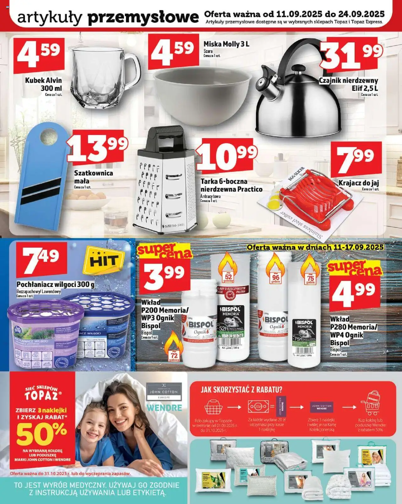 Topaz Gazetka - Ceny małe na stałe od 11.09.2025 | Strona: 25 | Produkty: Czajnik, Artykuły przemysłowe, Naklejki