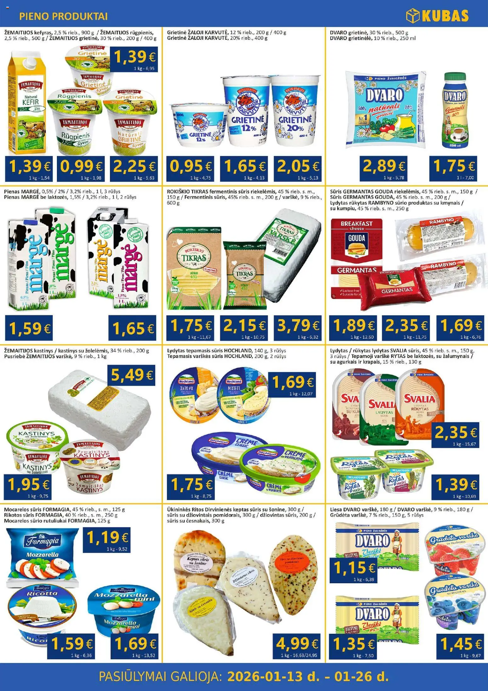 Kubas akcijos nuo 13.01.2026 | Puslapis: 2 | Prekių: Varškės sūris, Pienas, Varškė, Grietinė