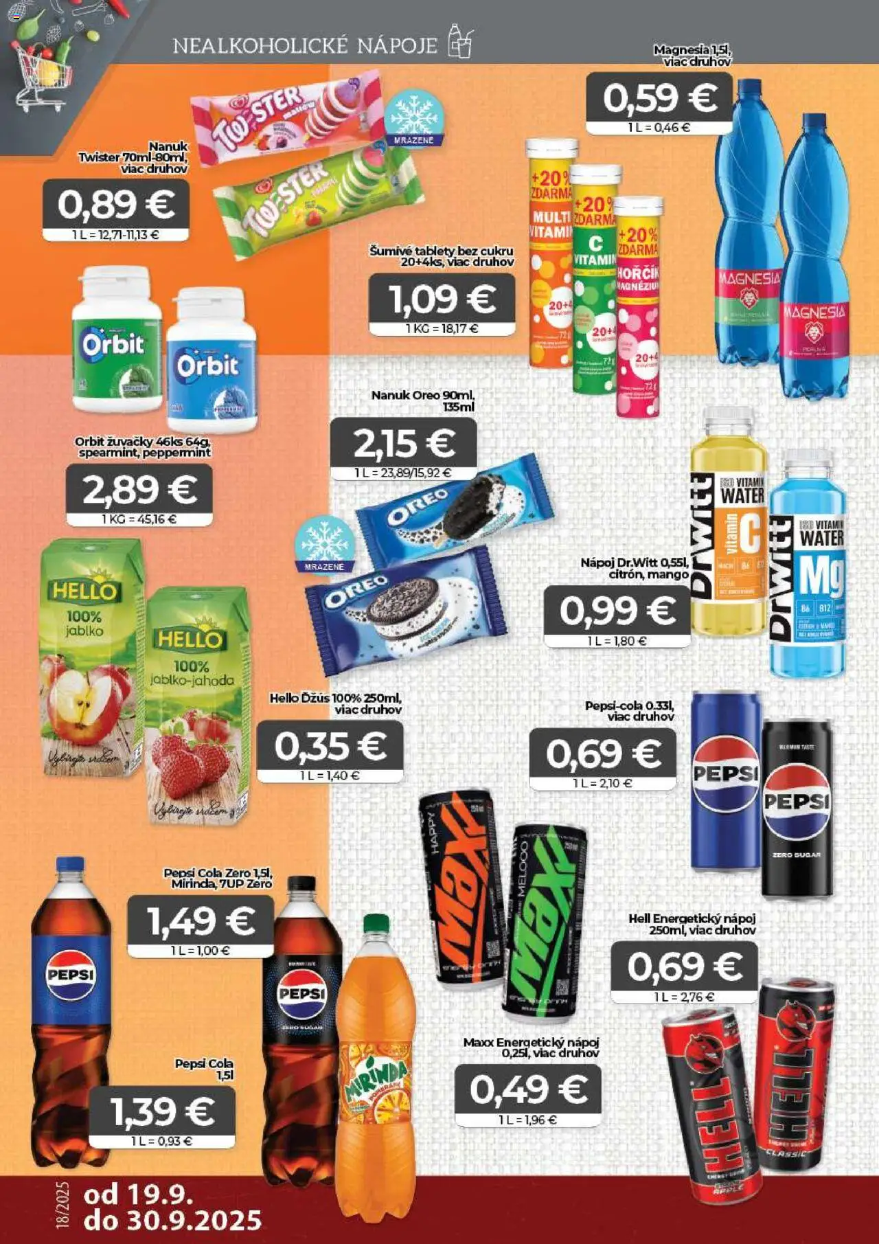 Nové CBA Komfos akcie – leták je platný od 19.09.2025 | Strana: 12 | Produkty: Apple, Magnesia, Pepsi, Cola