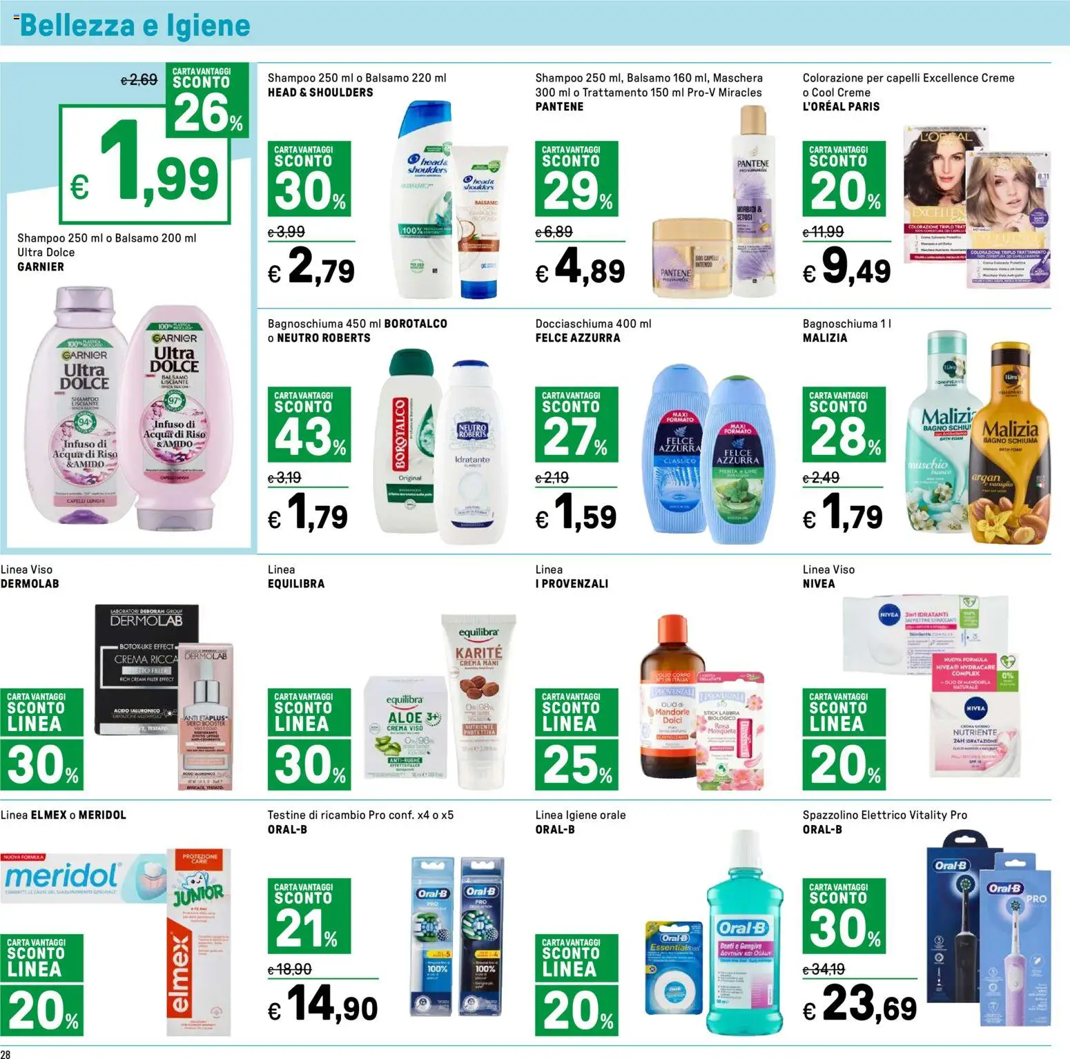 Volantino Iper del 14.11.2025 | Pagina: 28 | Prodotti: Shampoo, Maschera, Crema viso, Olio