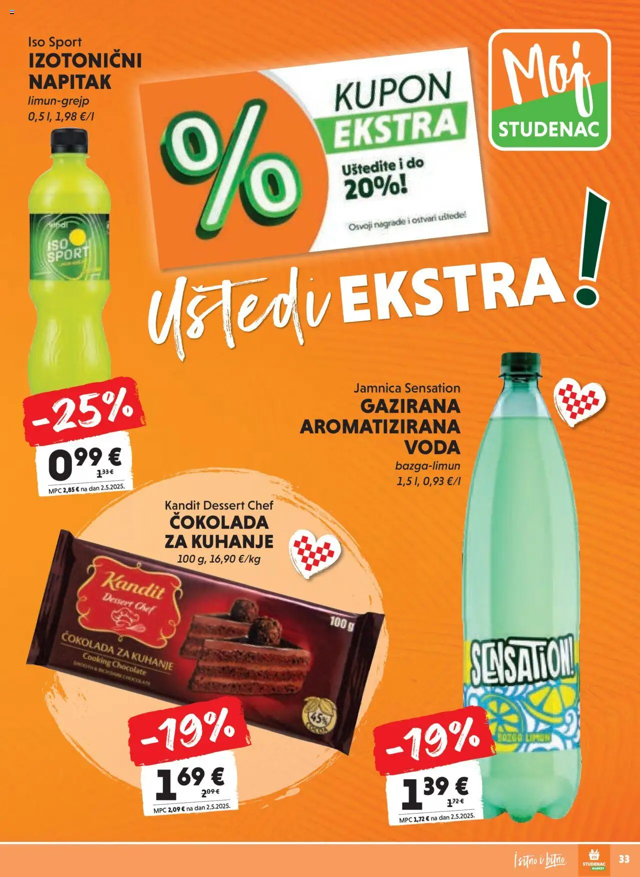 Studenac katalog | vrijedi od 13.08.2025 | Stranica: 33 | Proizvodi: Čokolada, Jamnica, Voda