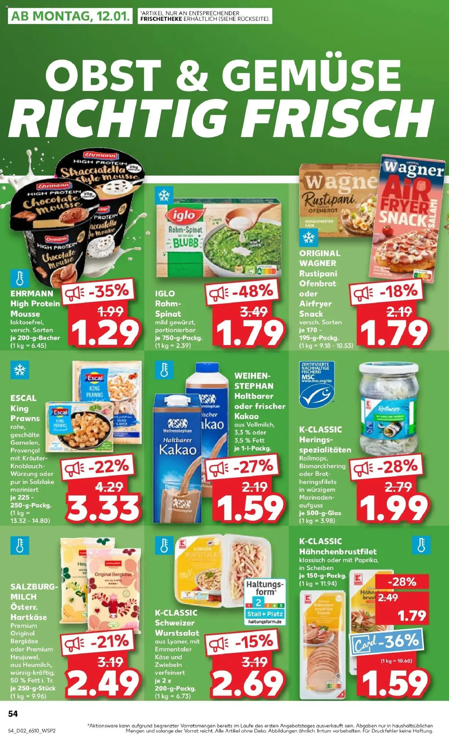 Kaufland prospekt Wesel	 – gültig ab 08.01.2026 | Seite: 54 | Produkte: Milch, Käse, Iglo, Gemüse