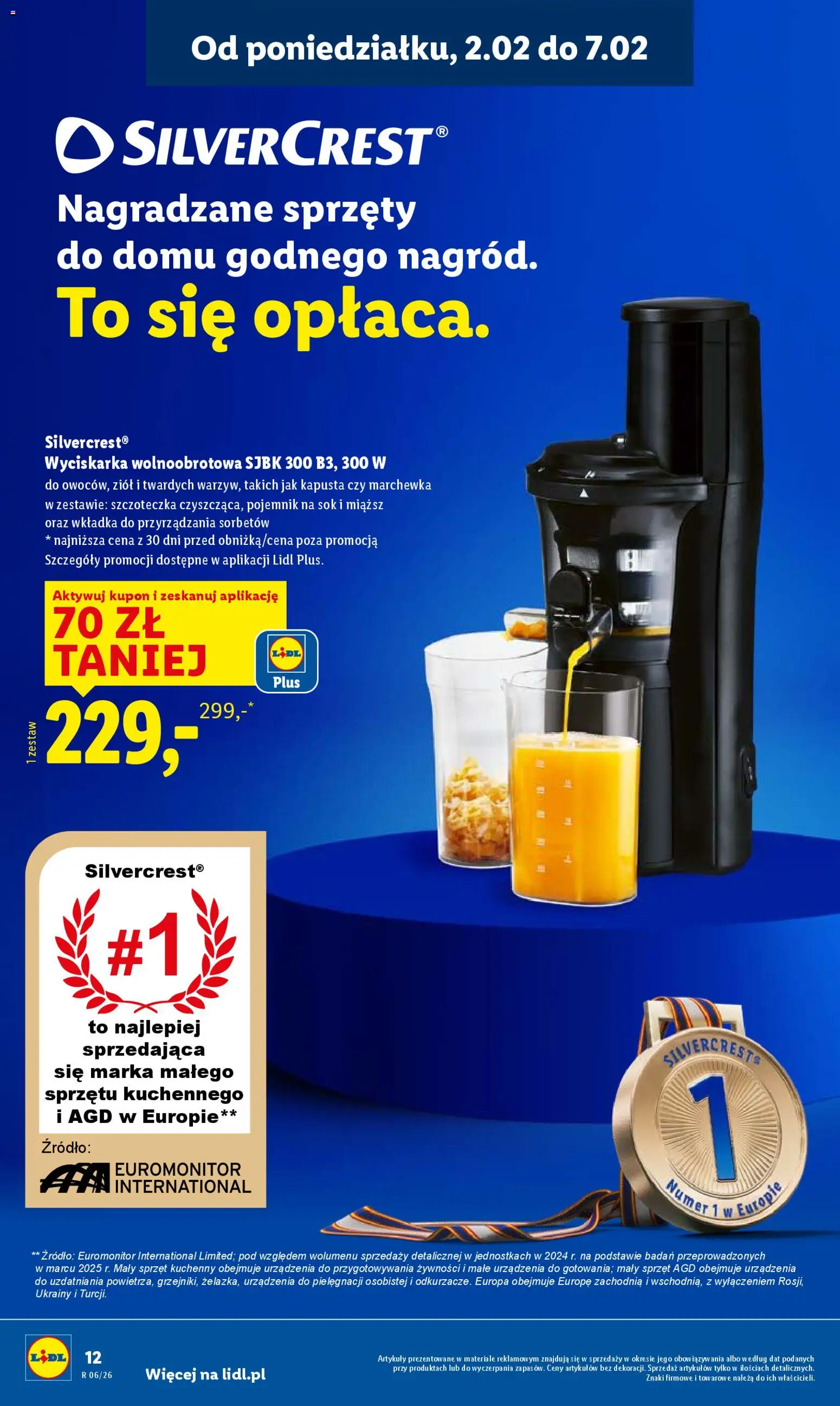 Lidl Gazetka od 02.02.2026 | Strona: 12 | Produkty: Kapusta, Wyciskarka wolnoobrotowa, Wyciskarka, Marchewka
