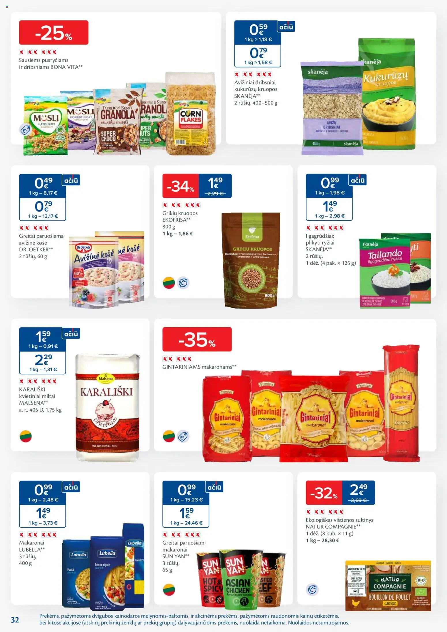 MAXIMA akcijos nuo 27.01.2026 | Puslapis: 32 | Prekių: Vištienos, Greitai paruošiami makaronai, Dribsniai, Makaronai
