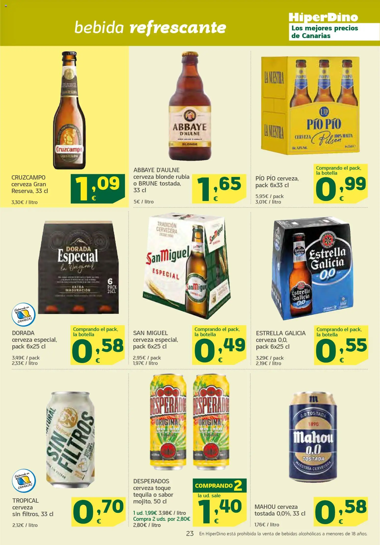 HiperDino folleto │ válido desde el 23.01.2026 | Página: 23 | Productos: Cerveza, Παρμεζάνα