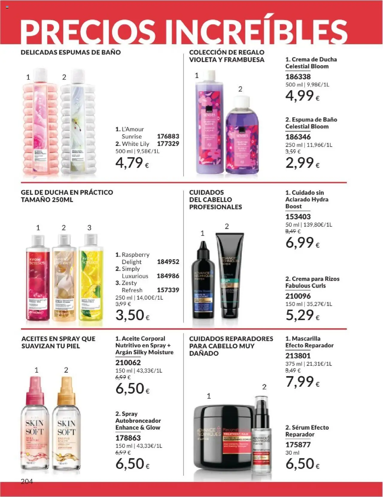Catálogo AVON campaña 6 │ válido desde el 01.06.2025 | Página: 204 | Productos: Gel de ducha, Body, Baño, Ducha