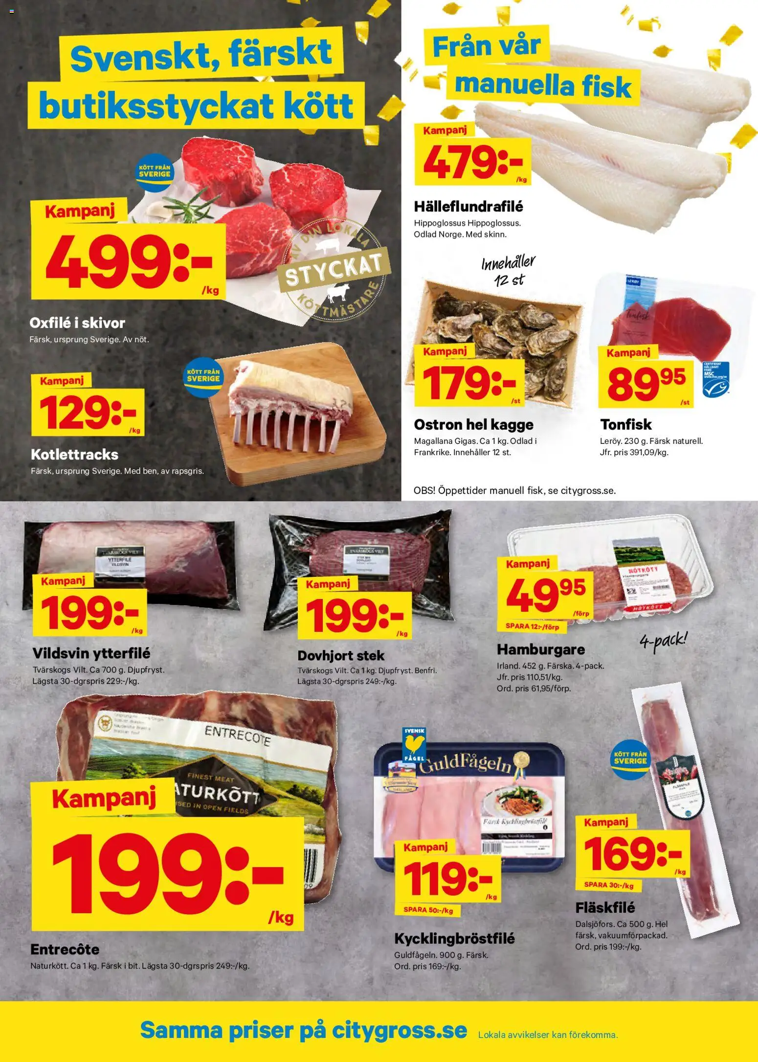 City Gross reklamblad aktuell från 27.12.2025 | Sida: 2 | Produkter: Hamburgare, Entrecote, Oxfilé, Tonfisk