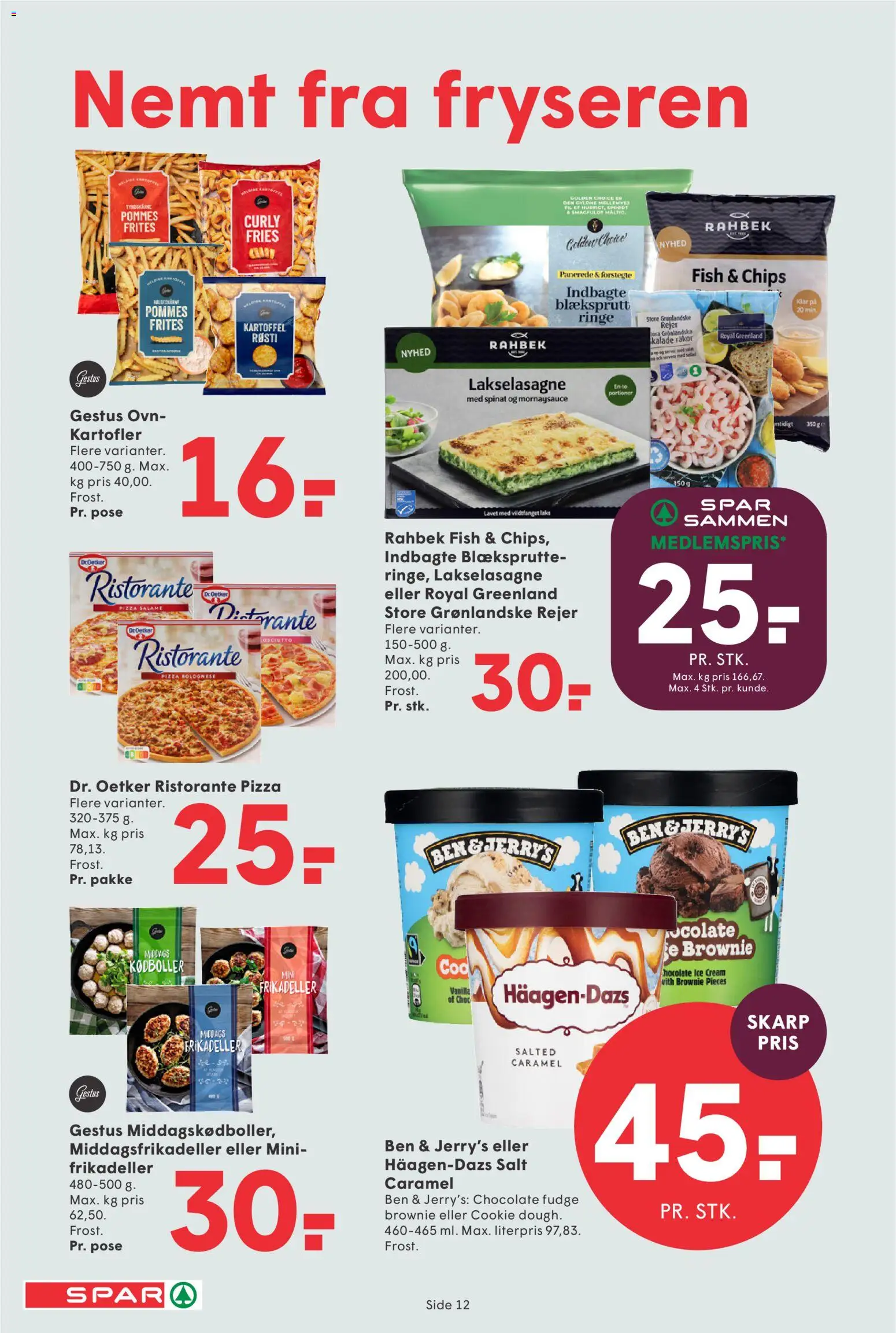 Spar tilbudsavis – gyldig fra 24.04.2026 | Side: 12 | Produkter: Pizza, Mornaysauce, Spinat, Ovn