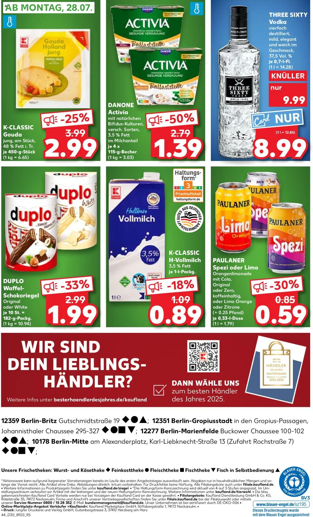 Kaufland Prospekt 	 - gültig ab dem 24.07.2025 | Seite: 44 | Produkte: Gouda, Zitrone, Wurst, Vodka