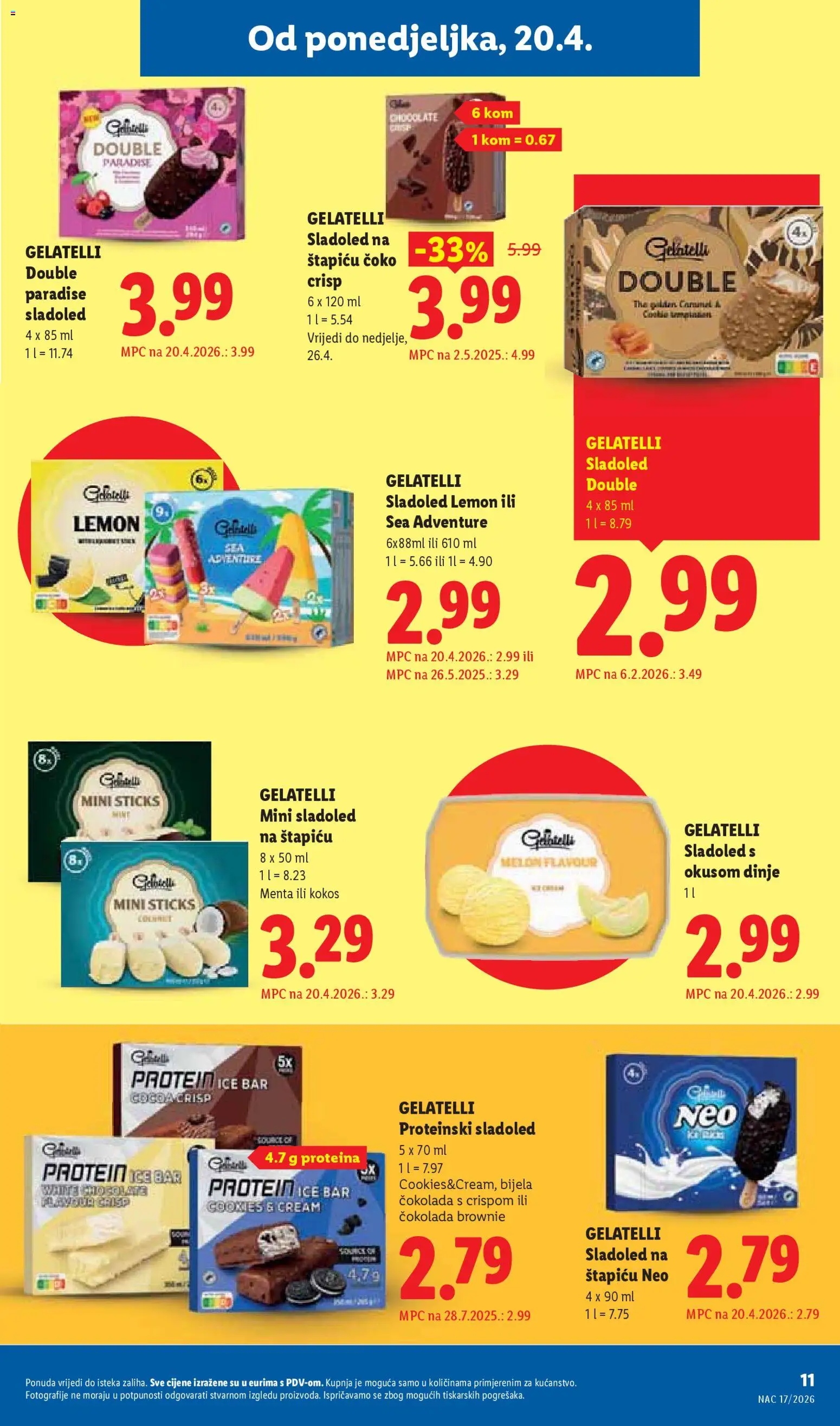 Lidl katalog | vrijedi od 20.04.2026 | Stranica: 11 | Proizvodi: Čokolada, Sladoled