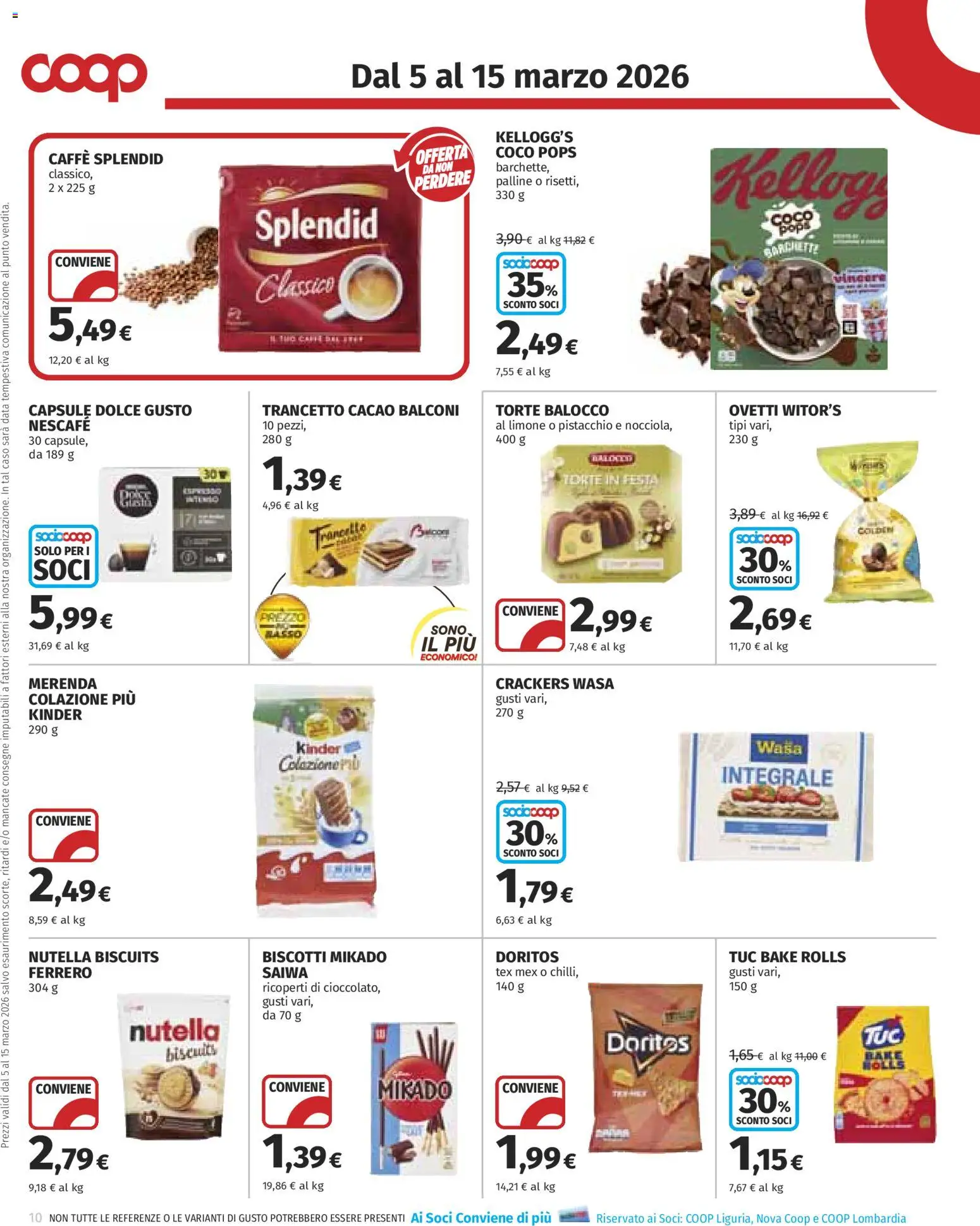 Volantino COOP del 05.03.2026 | Pagina: 10 | Prodotti: Biscotti, Limone, Nutella, Cacao