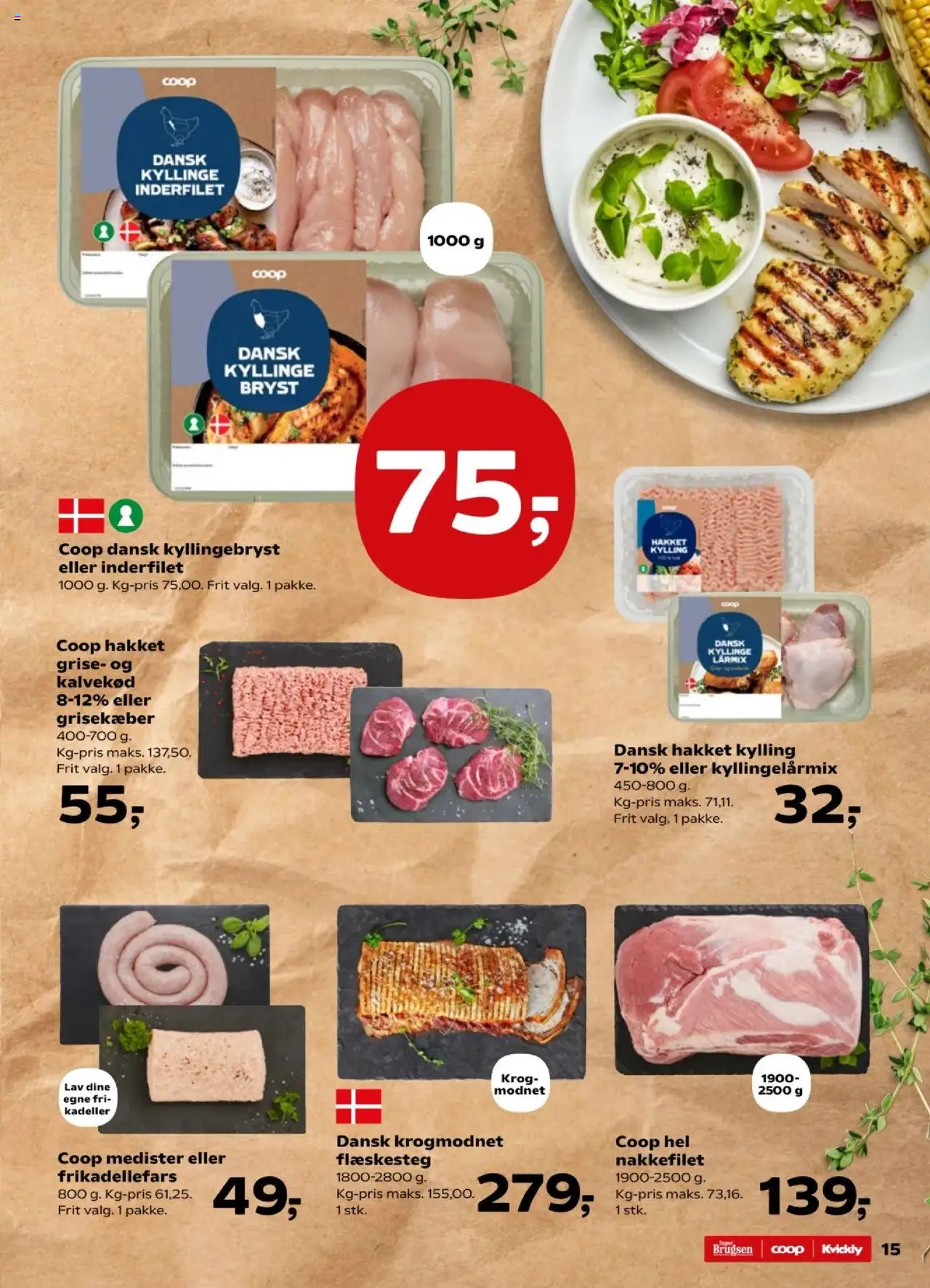 Super Brugsen tilbudsavis – gyldig fra 10.10.2025 | Side: 15 | Produkter: Flæskesteg, Nakkefilet