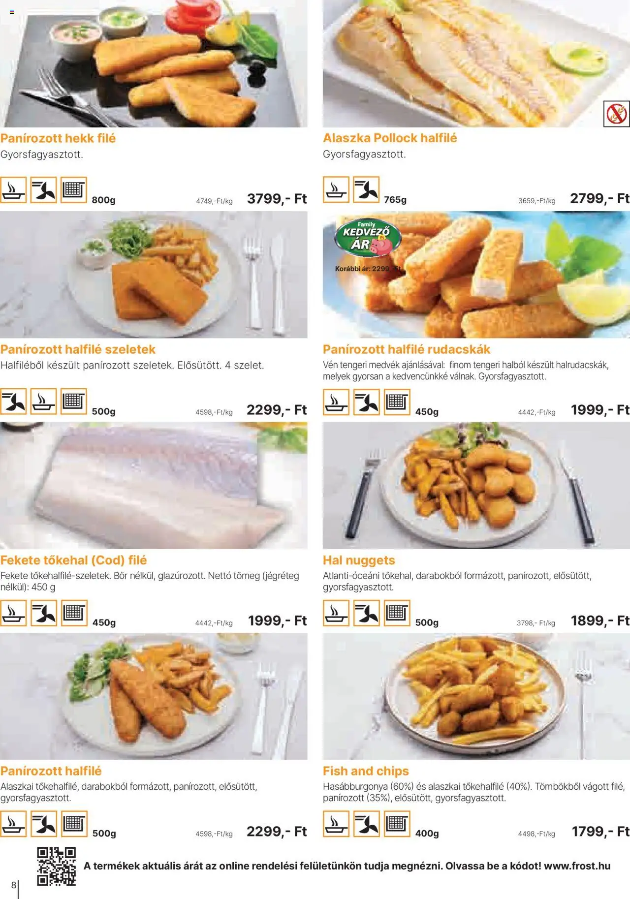Family Frost akciós ujság - amely érvényes a következő dátumtól: 01.10.2025 | Oldal: 8 | Termékek: Alaszkai tőkehalfilé, Nuggets, Hal, Hasábburgonya