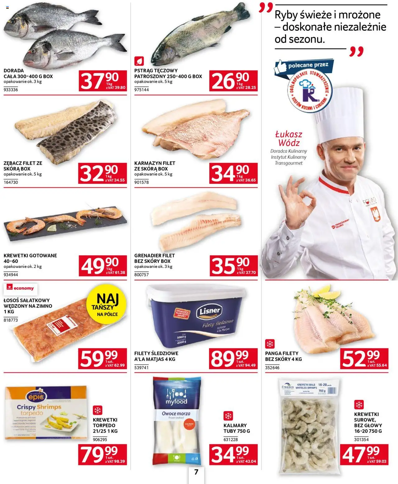 Selgros cash&carry Gazetka - Oferta dla gastronomii od 23.10.2025 | Strona: 7 | Produkty: Łosoś, Krewetki gotowane, Kalmary, Ryby