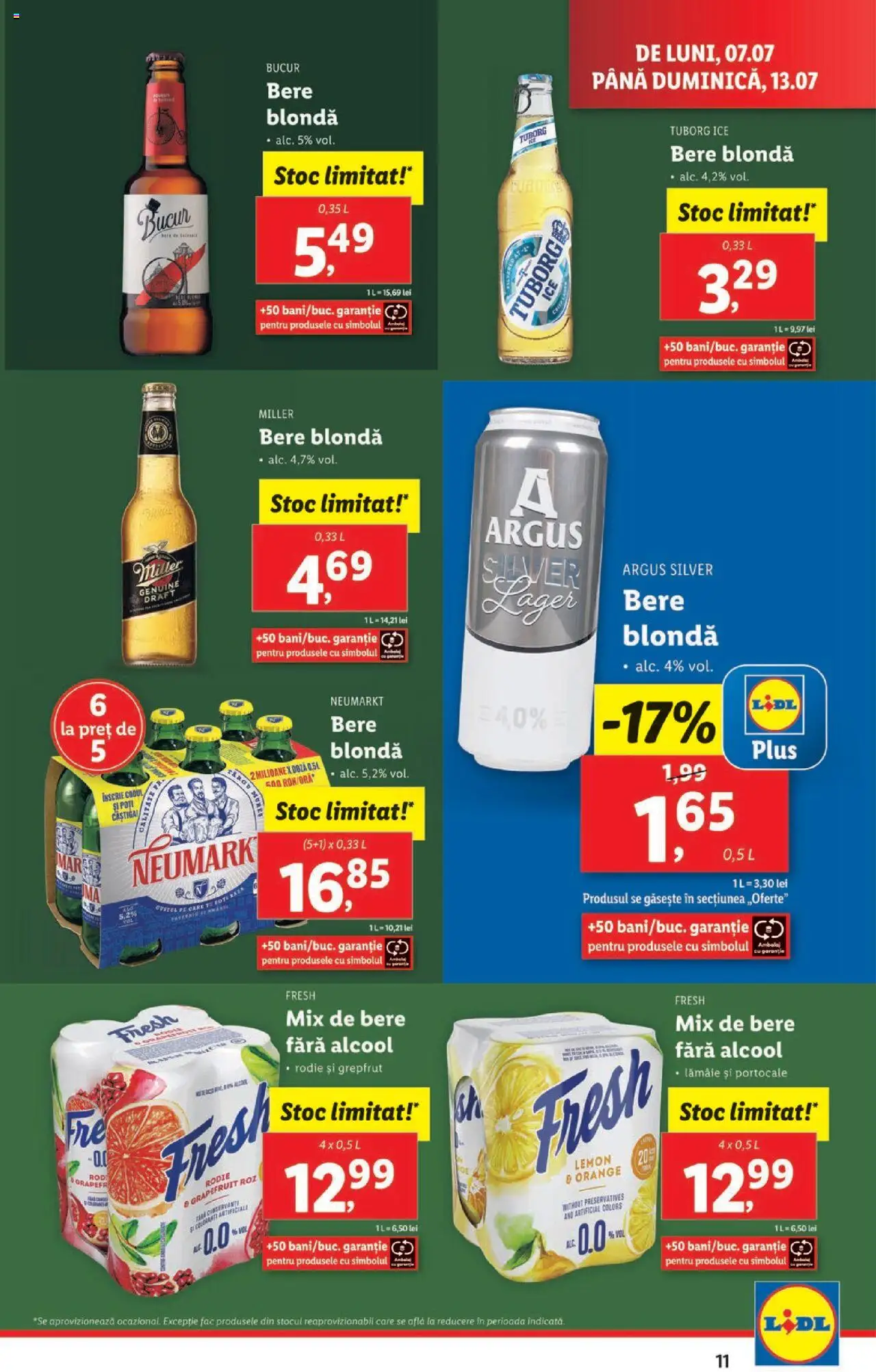 Catalog Lidl – valabil de la 07.07.2025 | Pagină: 11 | Produse: Bere, Portocale, Grepfrut, Lămâie