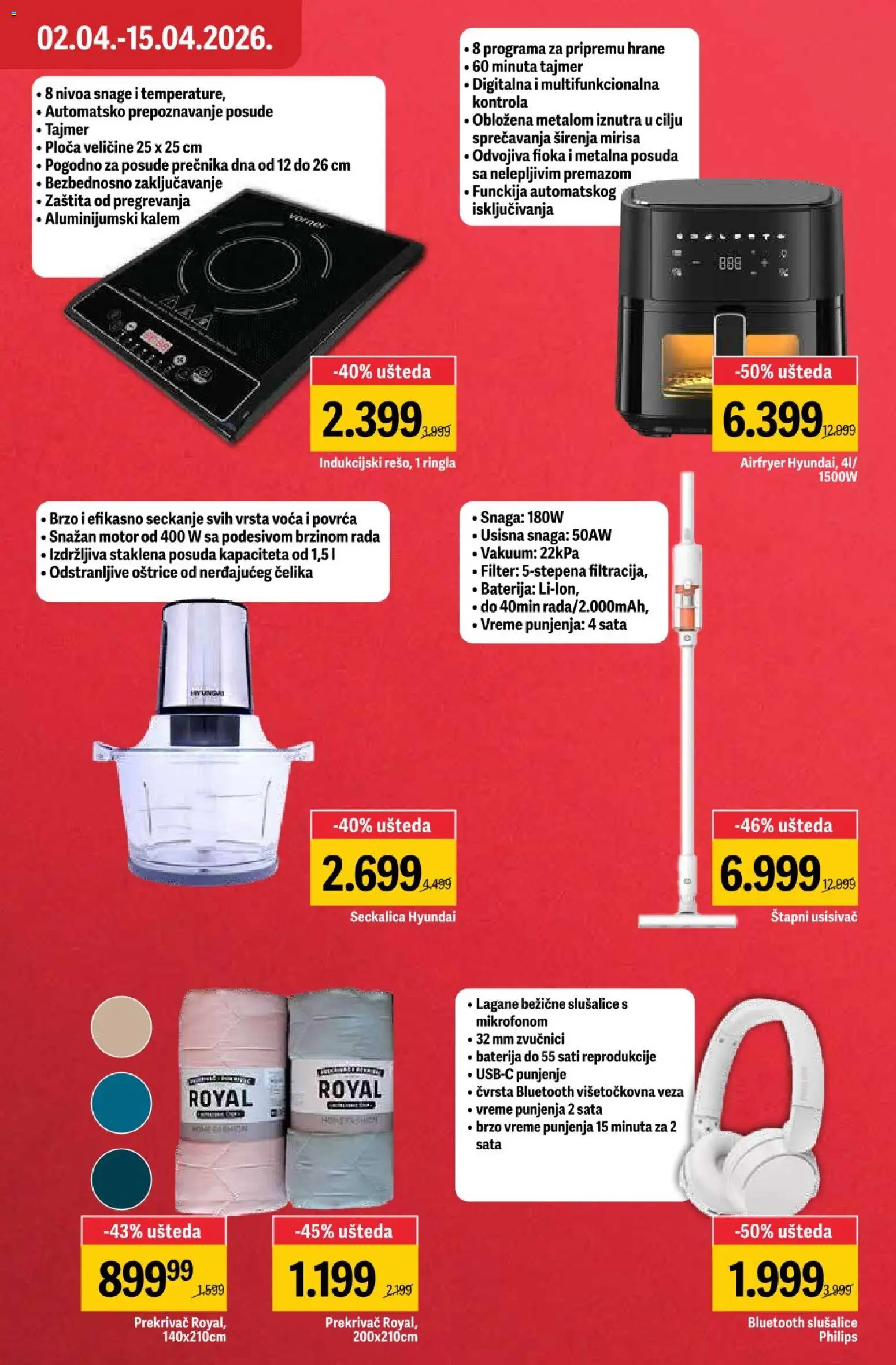 Mega Maxi katalog - važi od 02.04.2026 | Strana: 3 | Proizvode: Baterija, Slušalice, Seckalica, Štapni usisivač