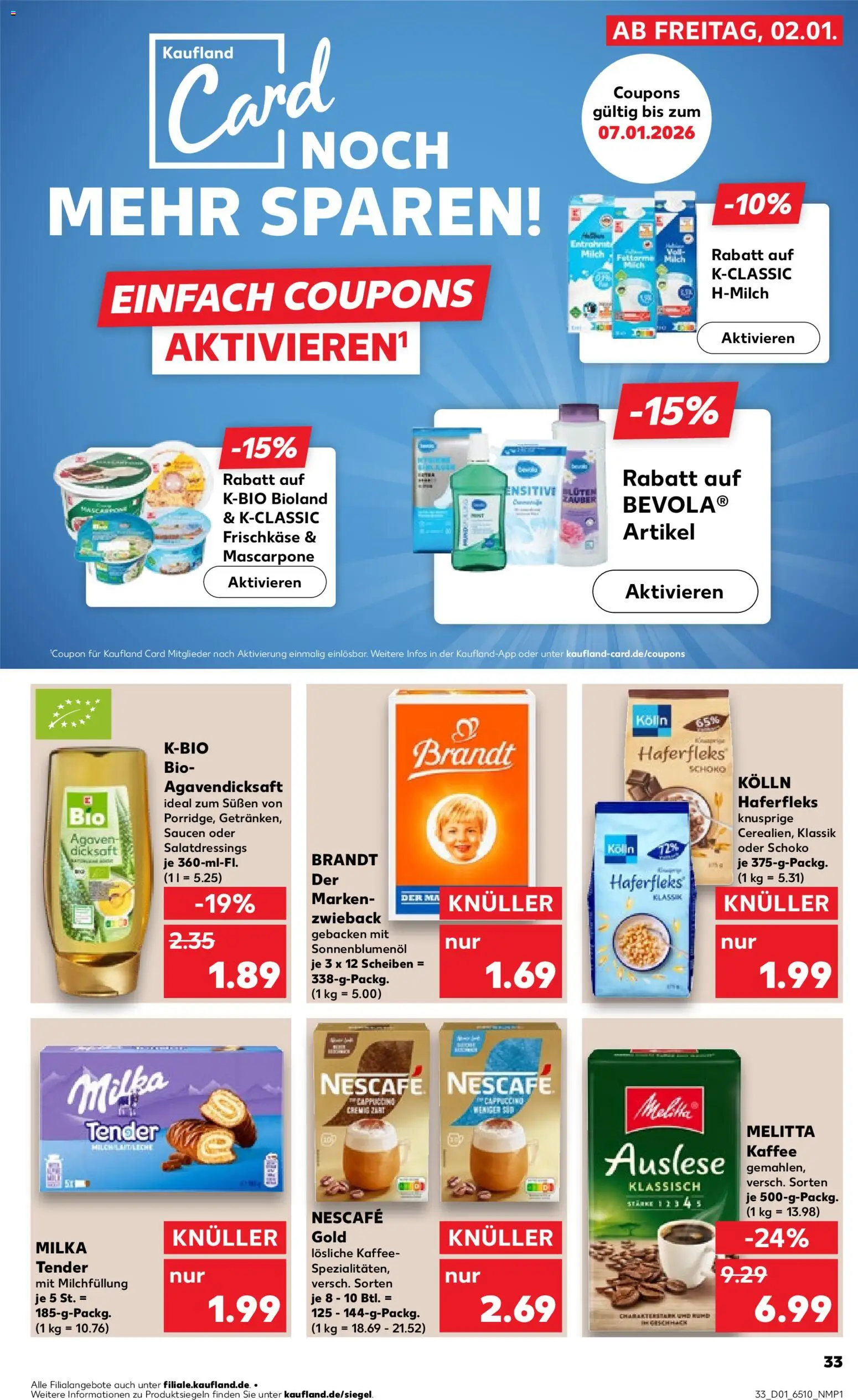 Kaufland prospekt Bremen	 – gültig ab 02.01.2026 | Seite: 33 | Produkte: Melitta kaffee, Kolln, Kaffee, Milka