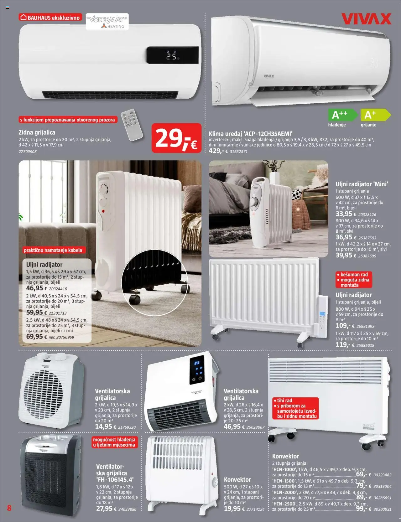 Bauhaus katalog | vrijedi od 01.10.2025 | Stranica: 8 | Proizvodi: Ventilator, Klima uređaj, Radijator, Klima