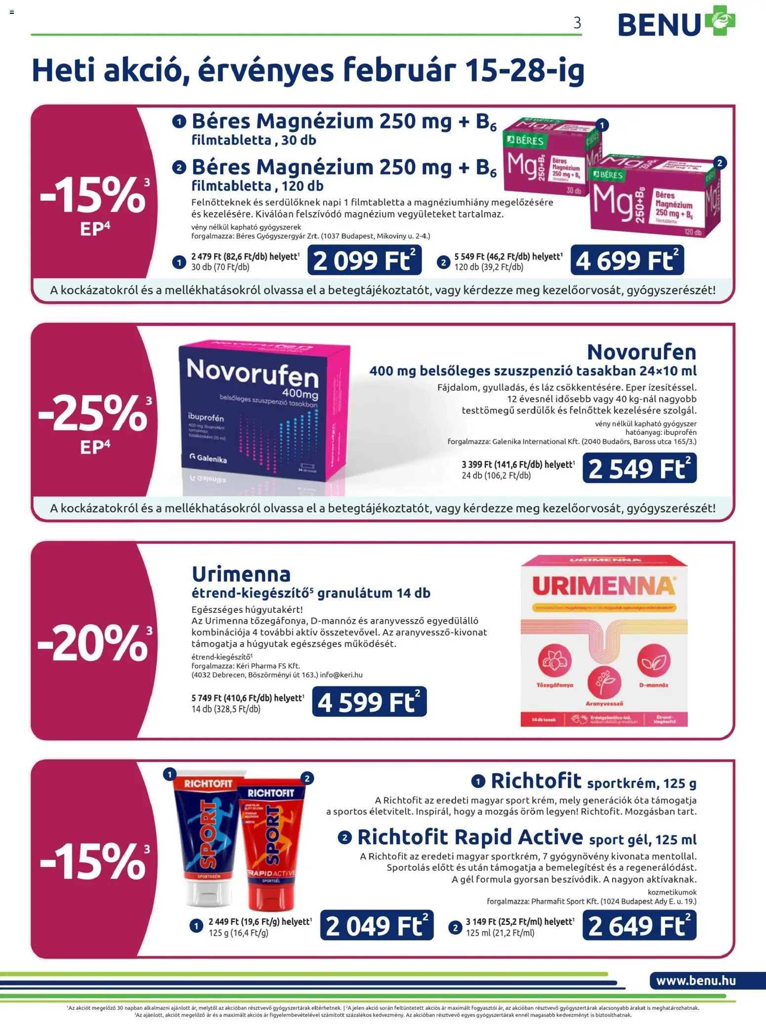BENU Gyógyszertárak akciós ujság - amely érvényes a következő dátumtól: 01.02.2026 | Oldal: 3 | Termékek: Gyógyszerek, Eper