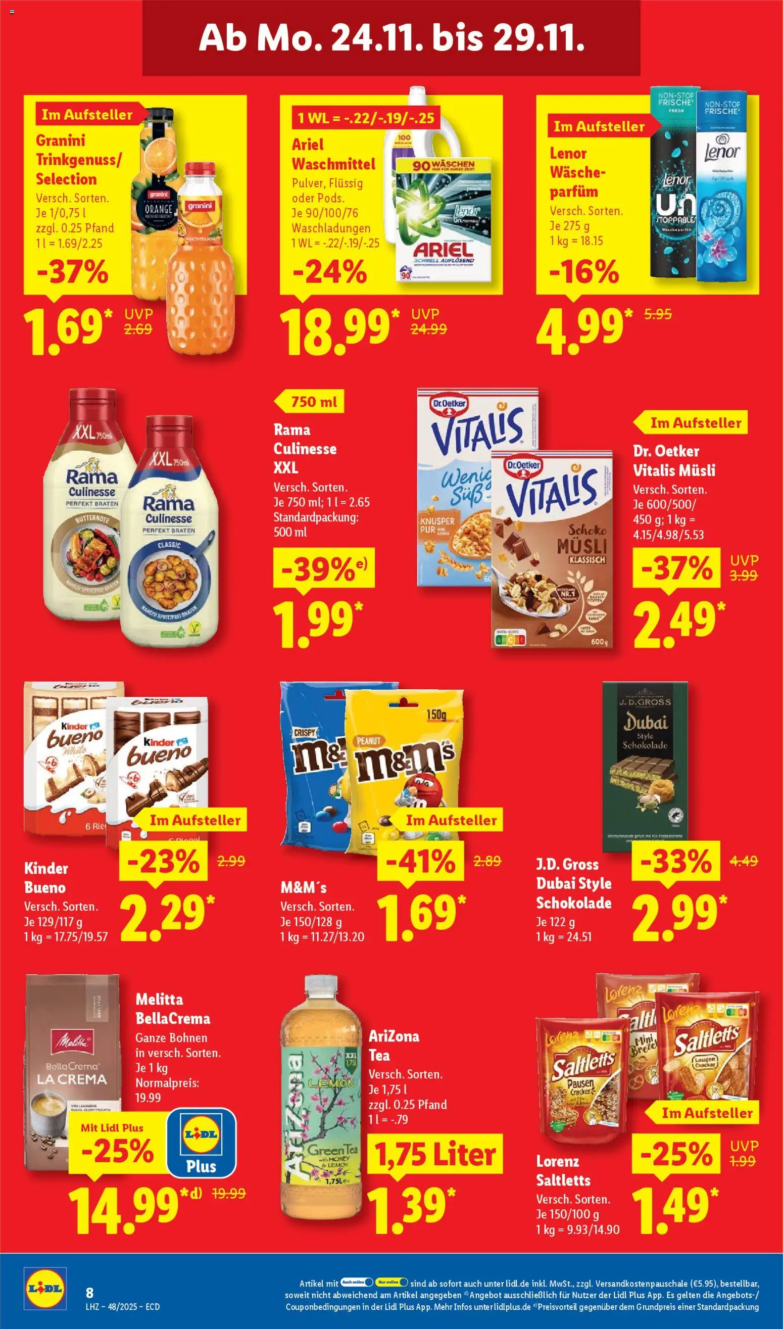 Lidl - Prospekt – gültig ab 24.11.2025 | Seite: 8 | Produkte: Musli, Melitta, Parfüm, Granini