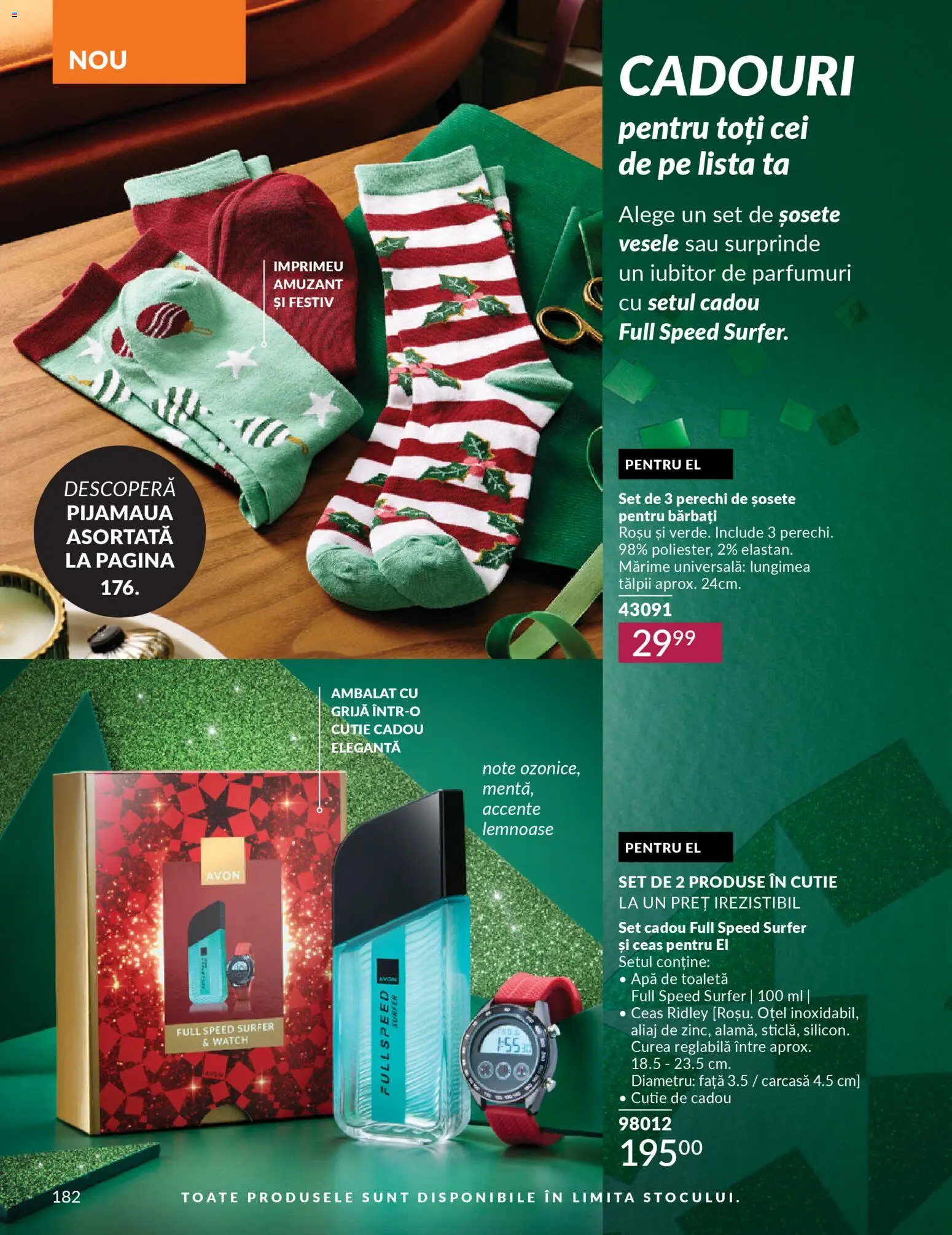Noul catalog Avon – valabil de la 01.12.2025 | Pagină: 182 | Produse: Curea, Cutie, Apă de toaletă, Apă
