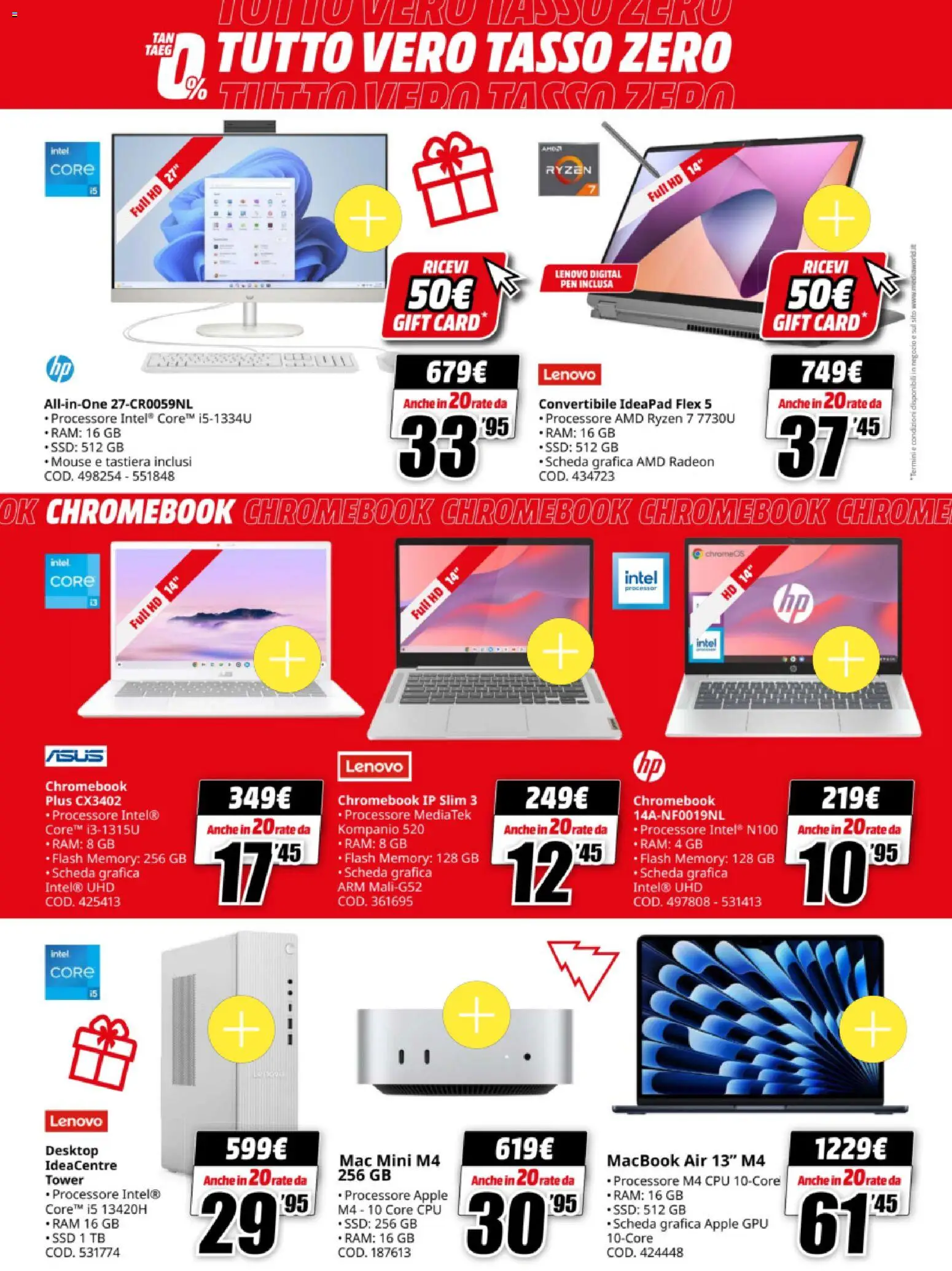 Volantino Media World del 15.12.2025 | Pagina: 13 | Prodotti: Macbook air, Mouse, Tastiera, Macbook